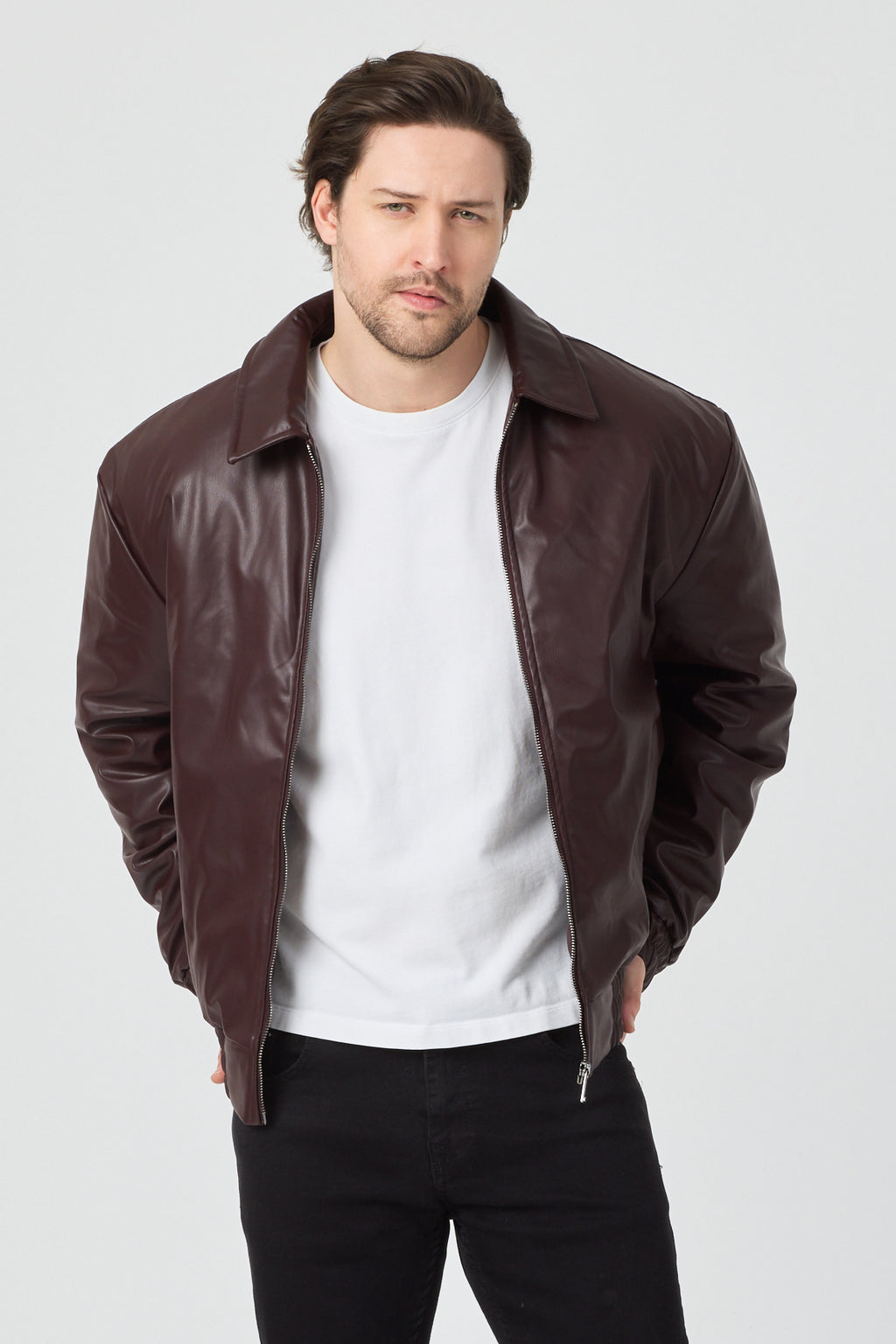 Erkek Limited Edition Deri Mont Ceket Bordo