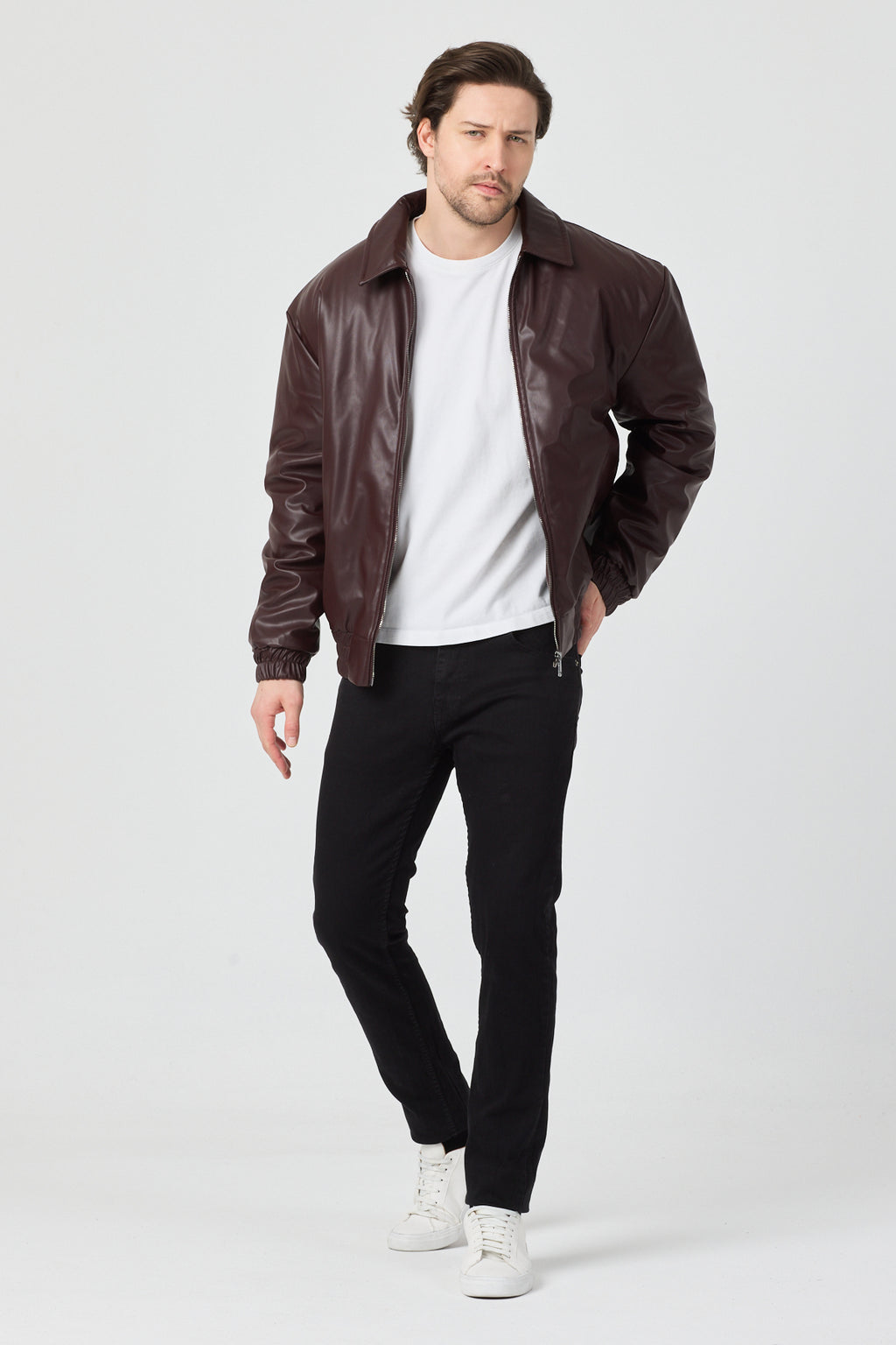 Erkek Limited Edition Deri Mont Ceket Bordo