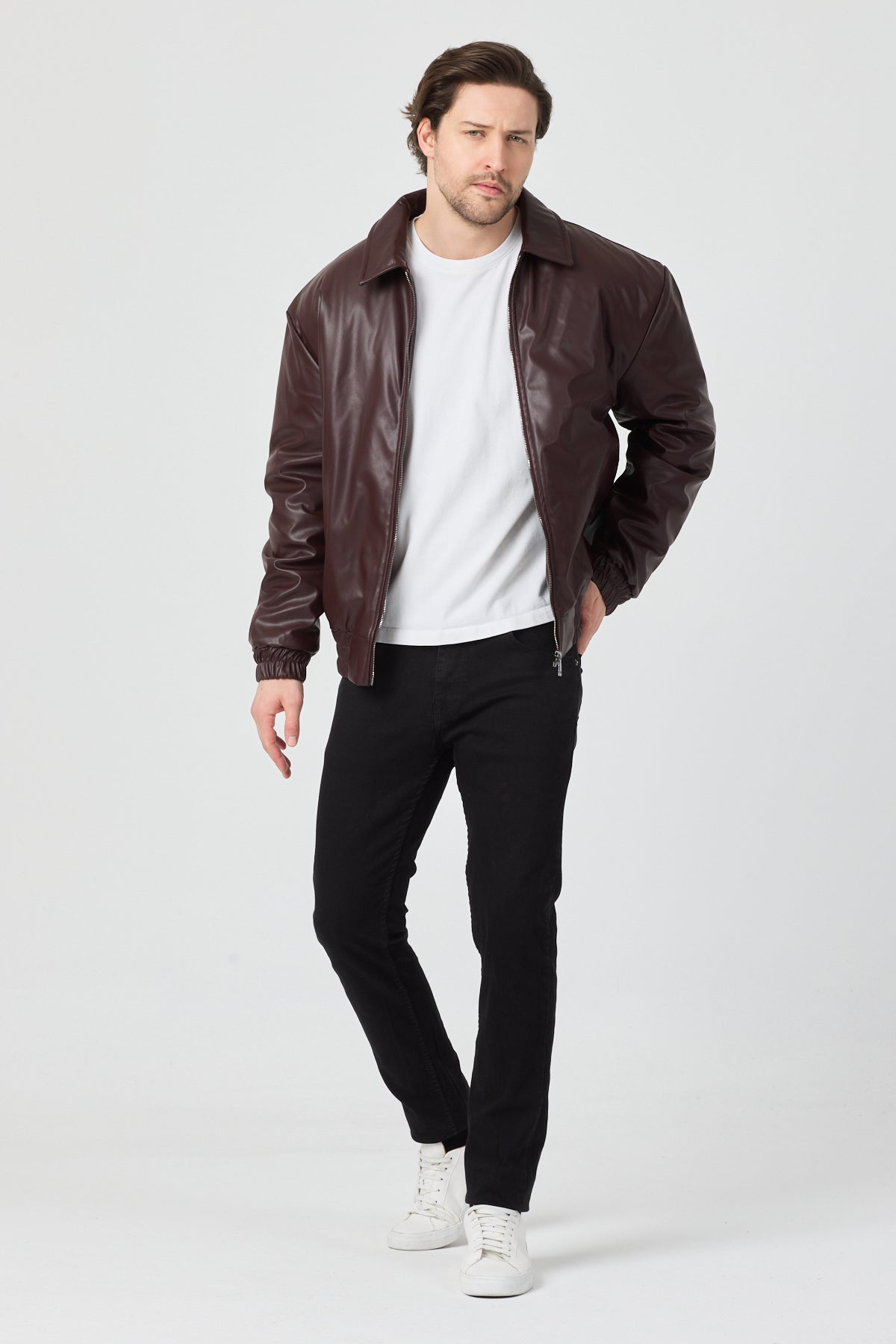 Erkek Limited Edition Deri Mont Ceket Bordo