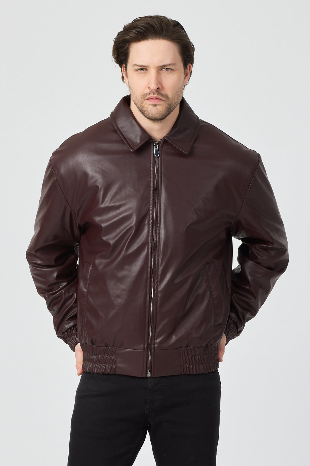 Erkek Limited Edition Deri Mont Ceket Bordo