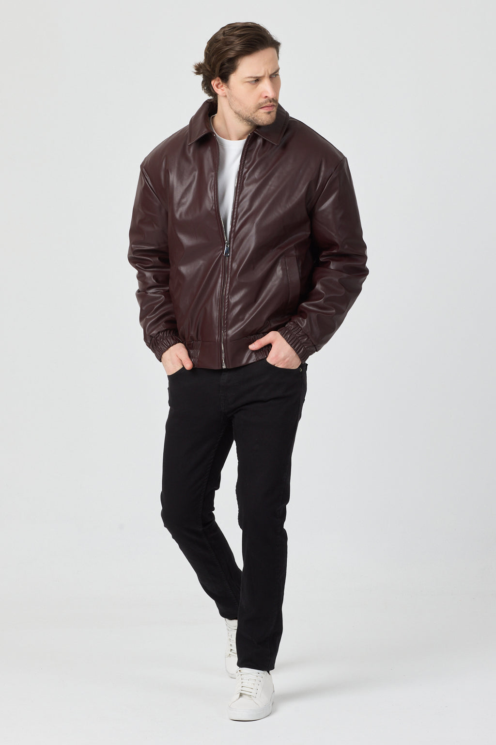 Erkek Limited Edition Deri Mont Ceket Bordo