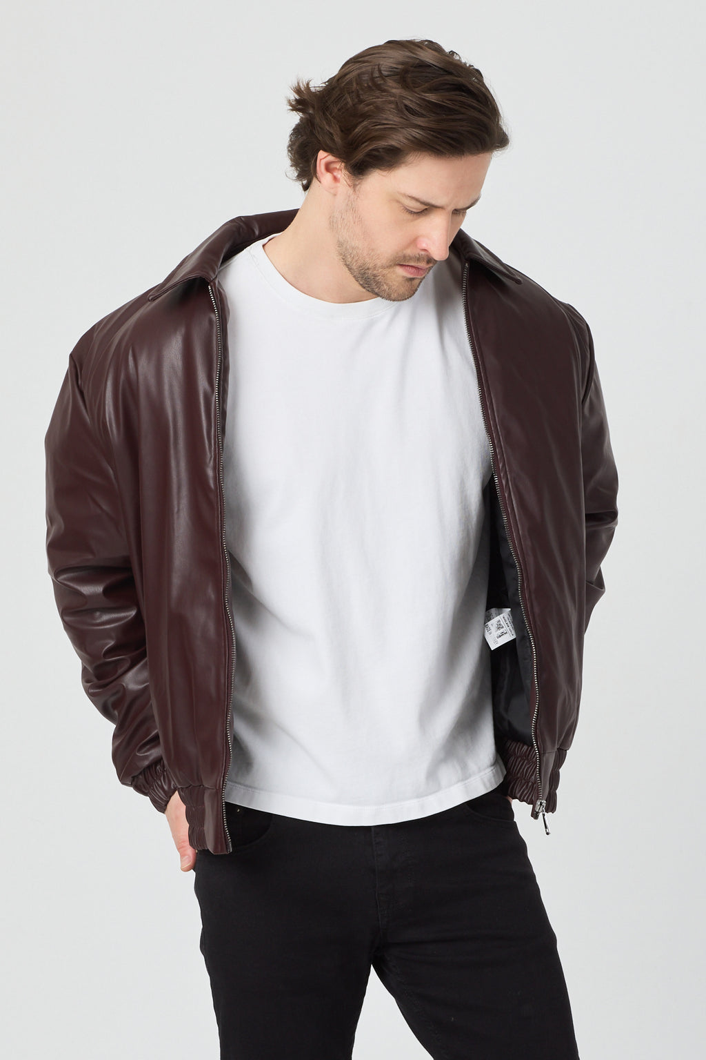 Erkek Limited Edition Deri Mont Ceket Bordo