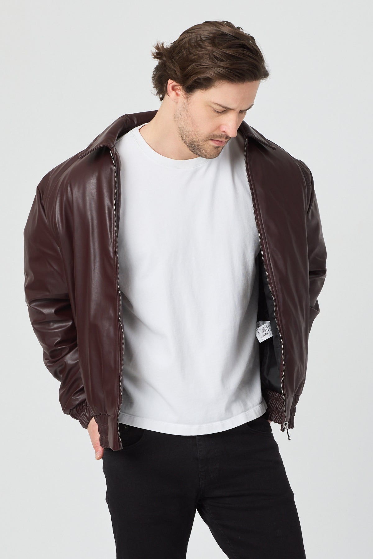 Erkek Limited Edition Deri Mont Ceket Bordo