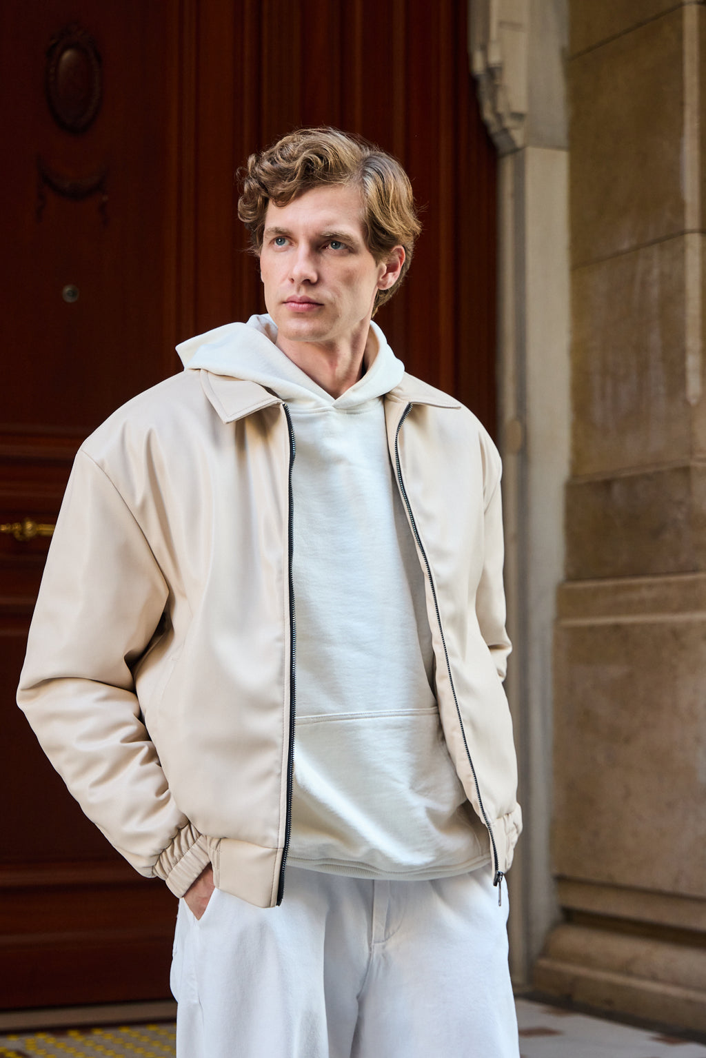 Erkek Limited Edition Deri Mont Ceket Taş