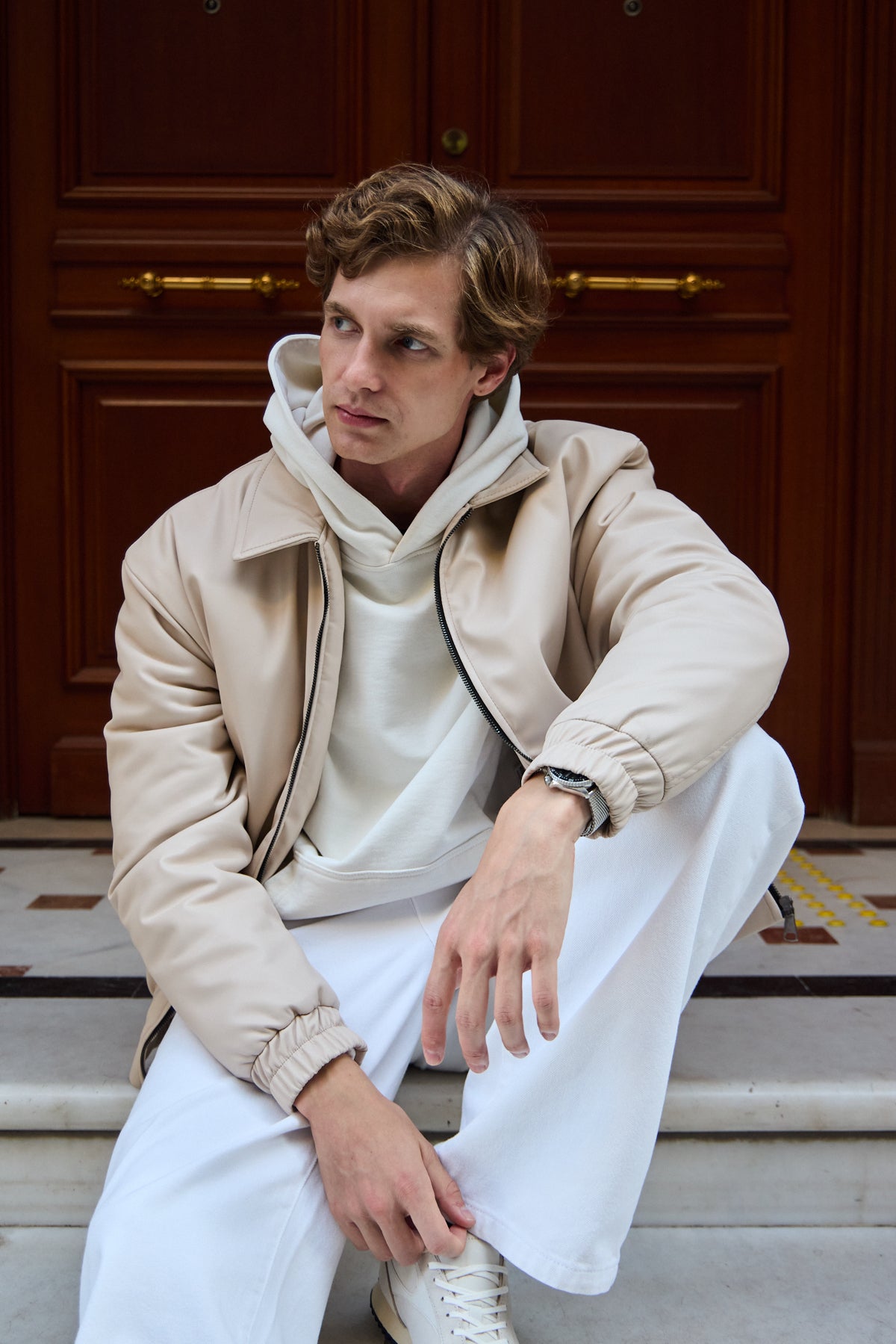 Erkek Limited Edition Deri Mont Ceket Taş