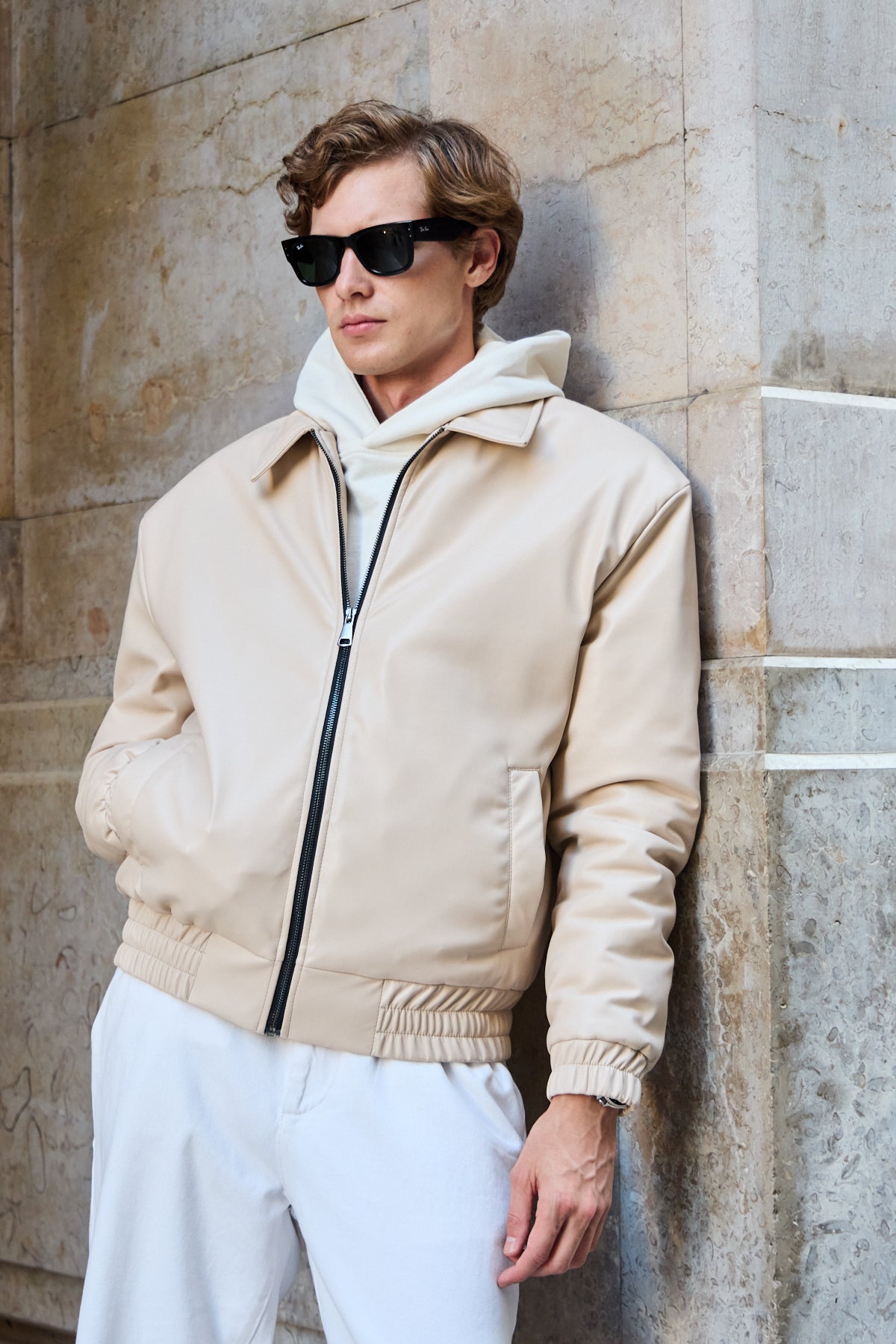 Erkek Limited Edition Deri Mont Ceket Taş