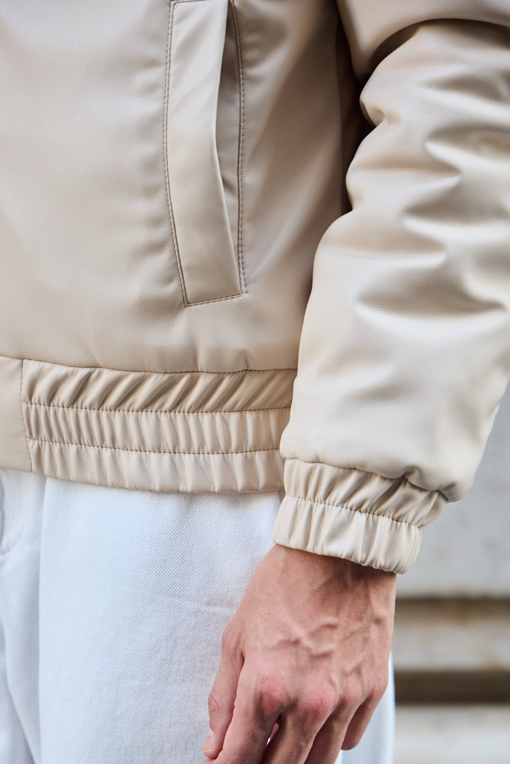 Erkek Limited Edition Deri Mont Ceket Taş