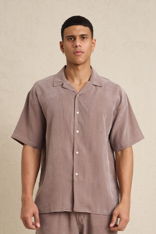 Erkek Modal Kumaş Pantolon Gömlek Takım Vizon