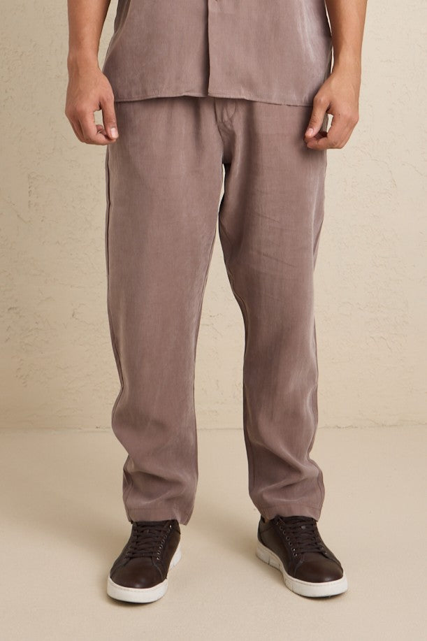 Erkek Modal Kumaş Pantolon Gömlek Takım Vizon