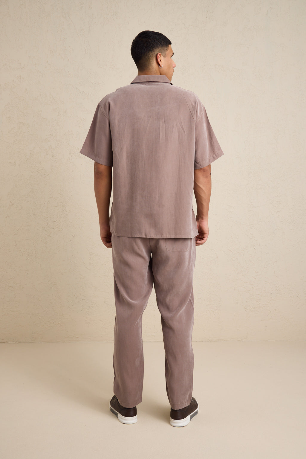 Erkek Modal Kumaş Pantolon Gömlek Takım Vizon