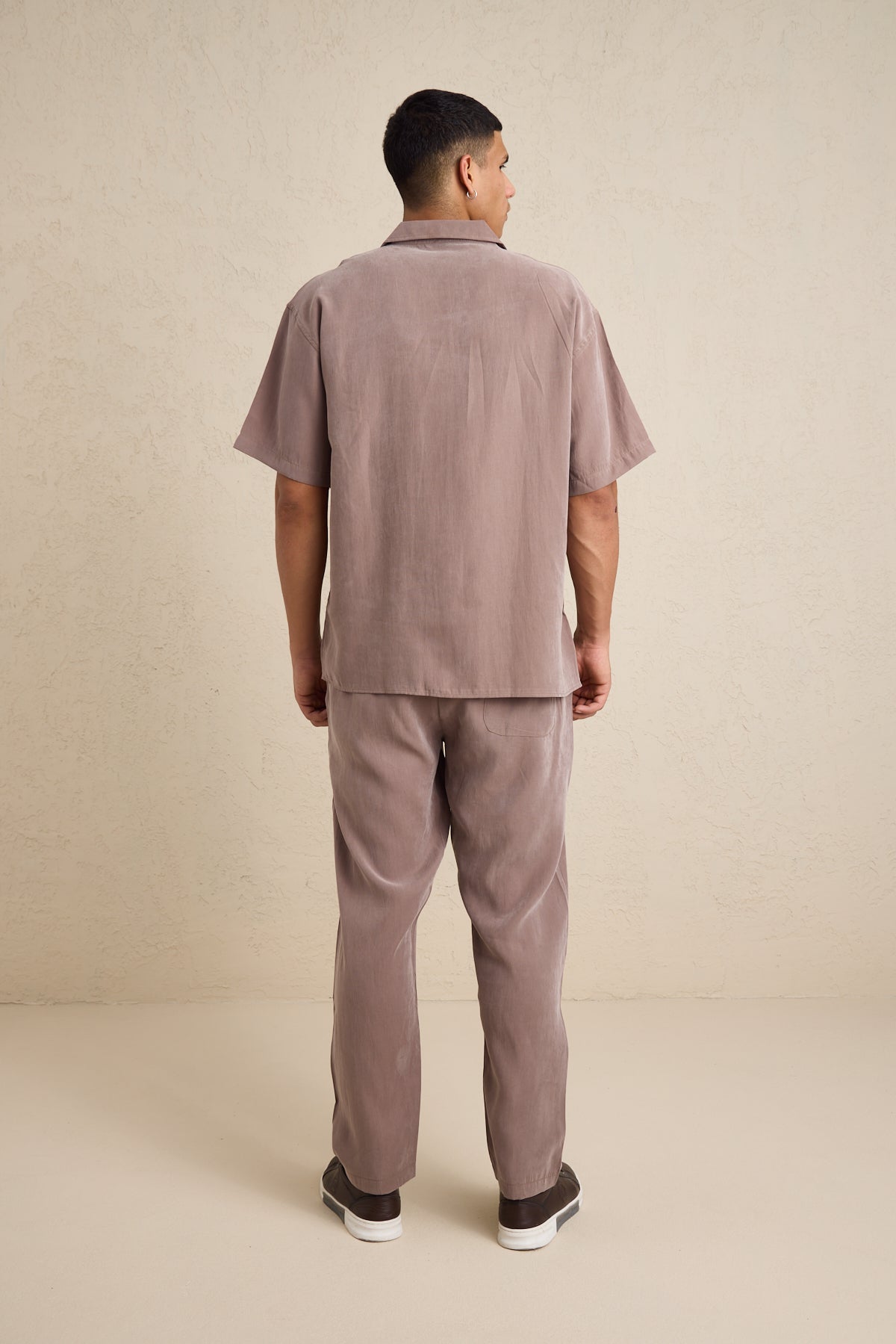 Erkek Modal Kumaş Pantolon Gömlek Takım Vizon