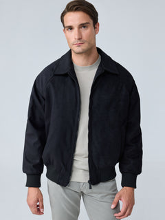 Erkek Oversize Bomber Süet Ceket Siyah 4343DNGR