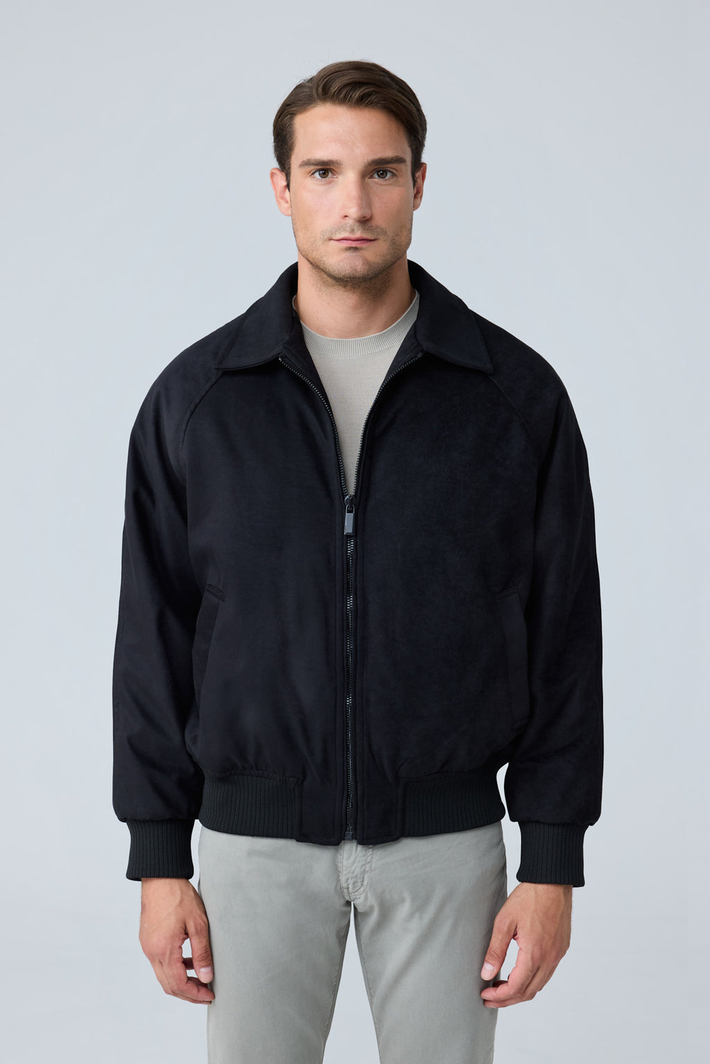 Erkek Oversize Bomber Süet Ceket Siyah 4343DNGR