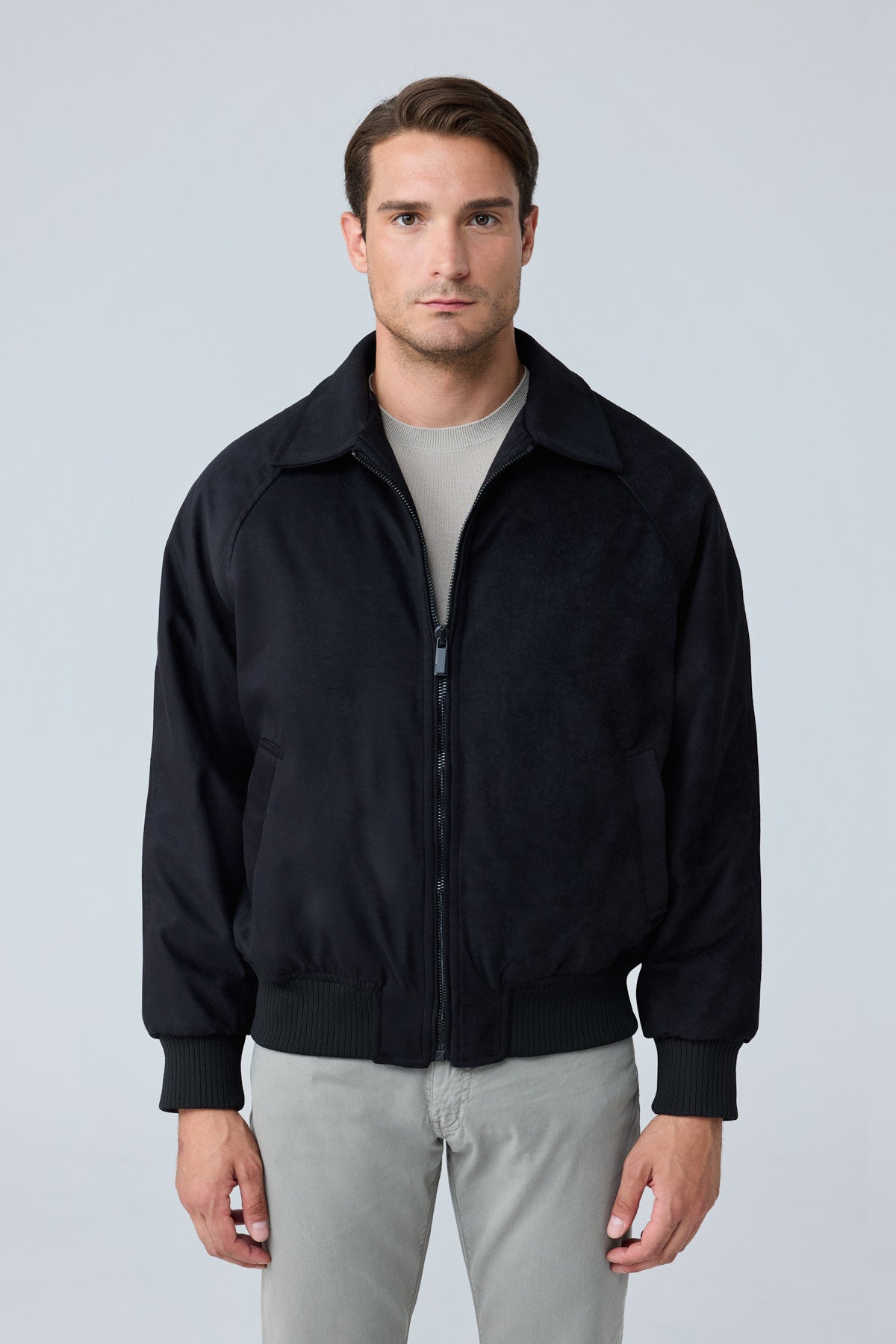 Erkek Oversize Bomber Süet Ceket Siyah 4343DNGR