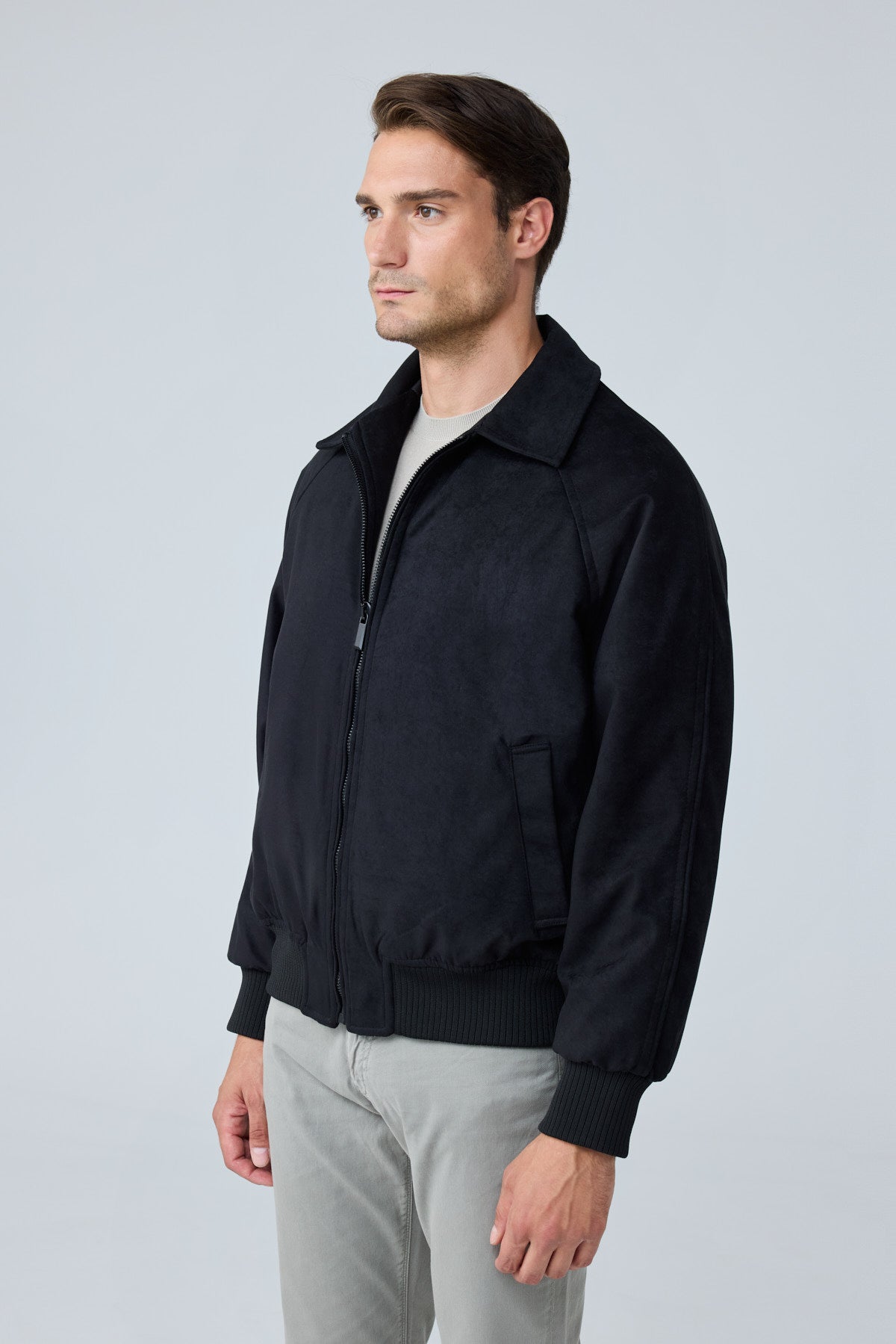 Erkek Oversize Bomber Süet Ceket Siyah 4343DNGR