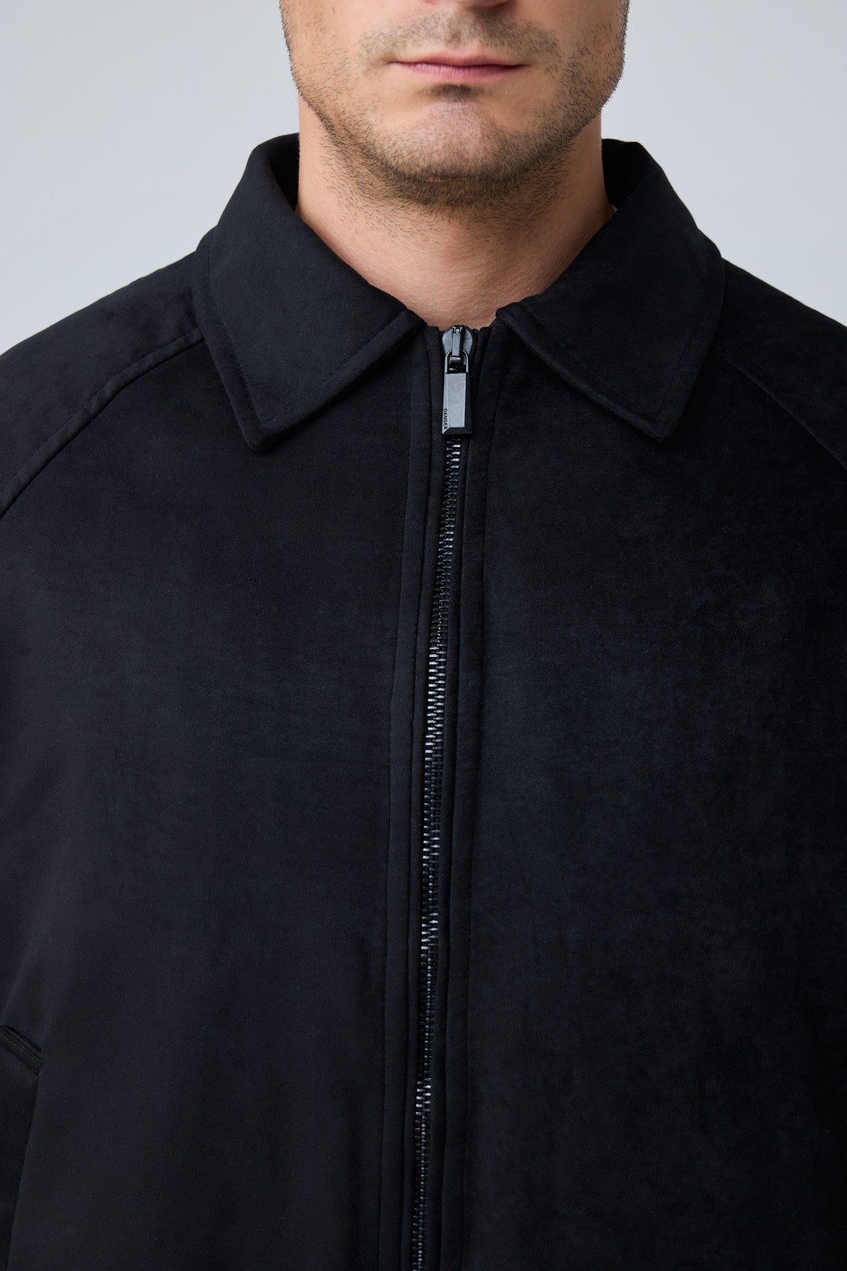 Erkek Oversize Bomber Süet Ceket Siyah 4343DNGR
