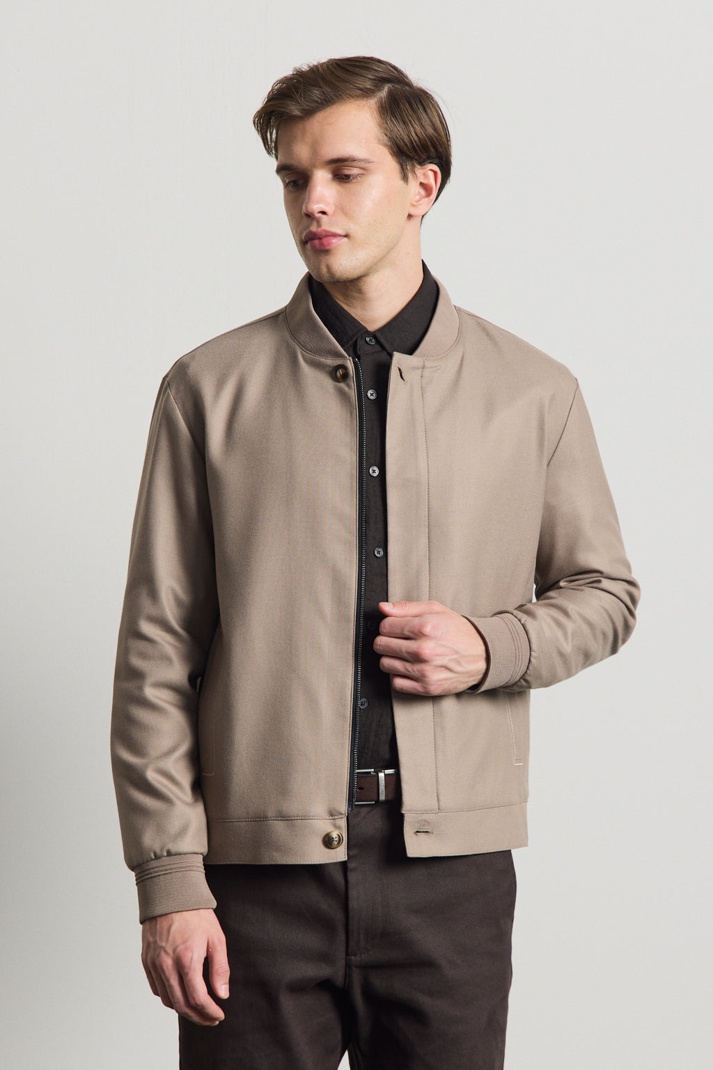 Erkek Poliviskon Özel Kumaş Ceket Bej