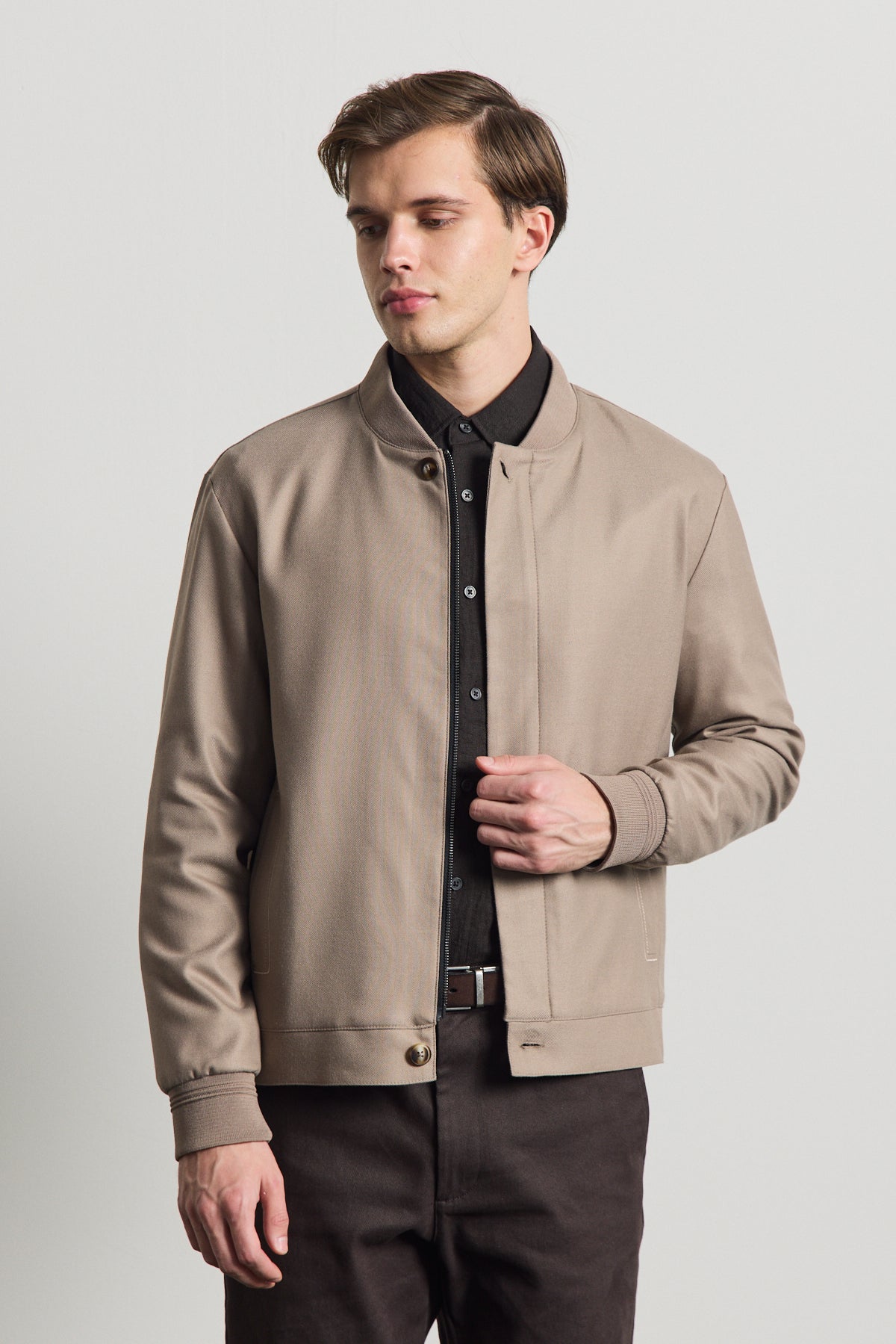 Erkek Poliviskon Özel Kumaş Ceket Bej