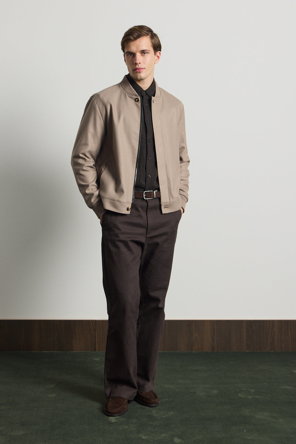 Erkek Poliviskon Özel Kumaş Ceket Bej