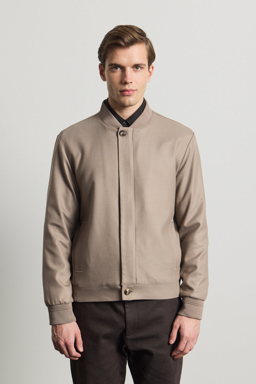 Erkek Poliviskon Özel Kumaş Ceket Bej