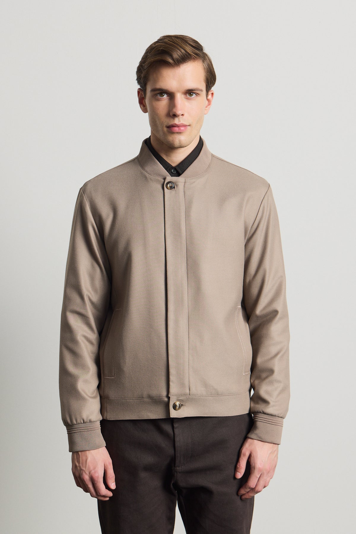 Erkek Poliviskon Özel Kumaş Ceket Bej