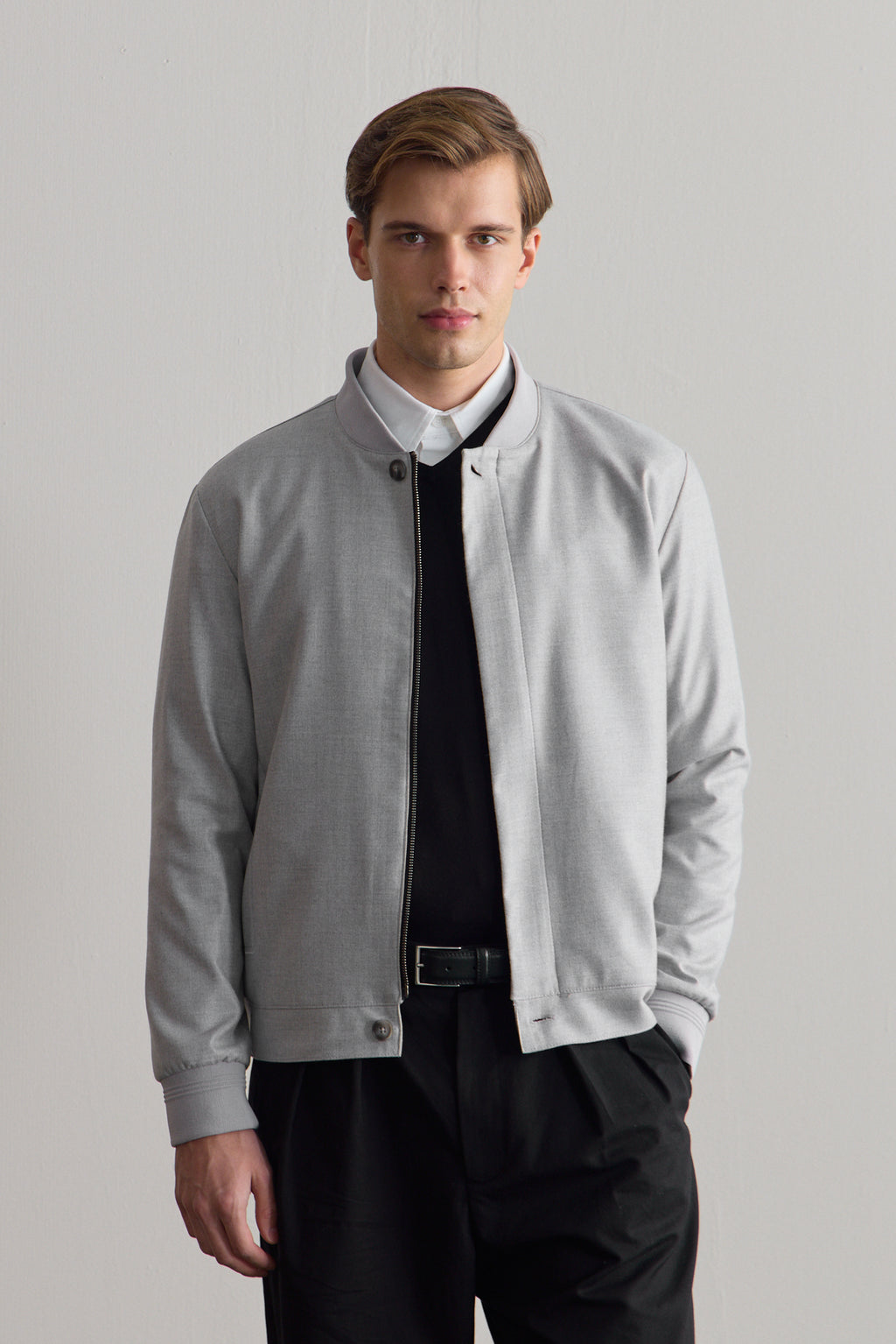 Erkek Poliviskon Özel Kumaş Ceket Gri