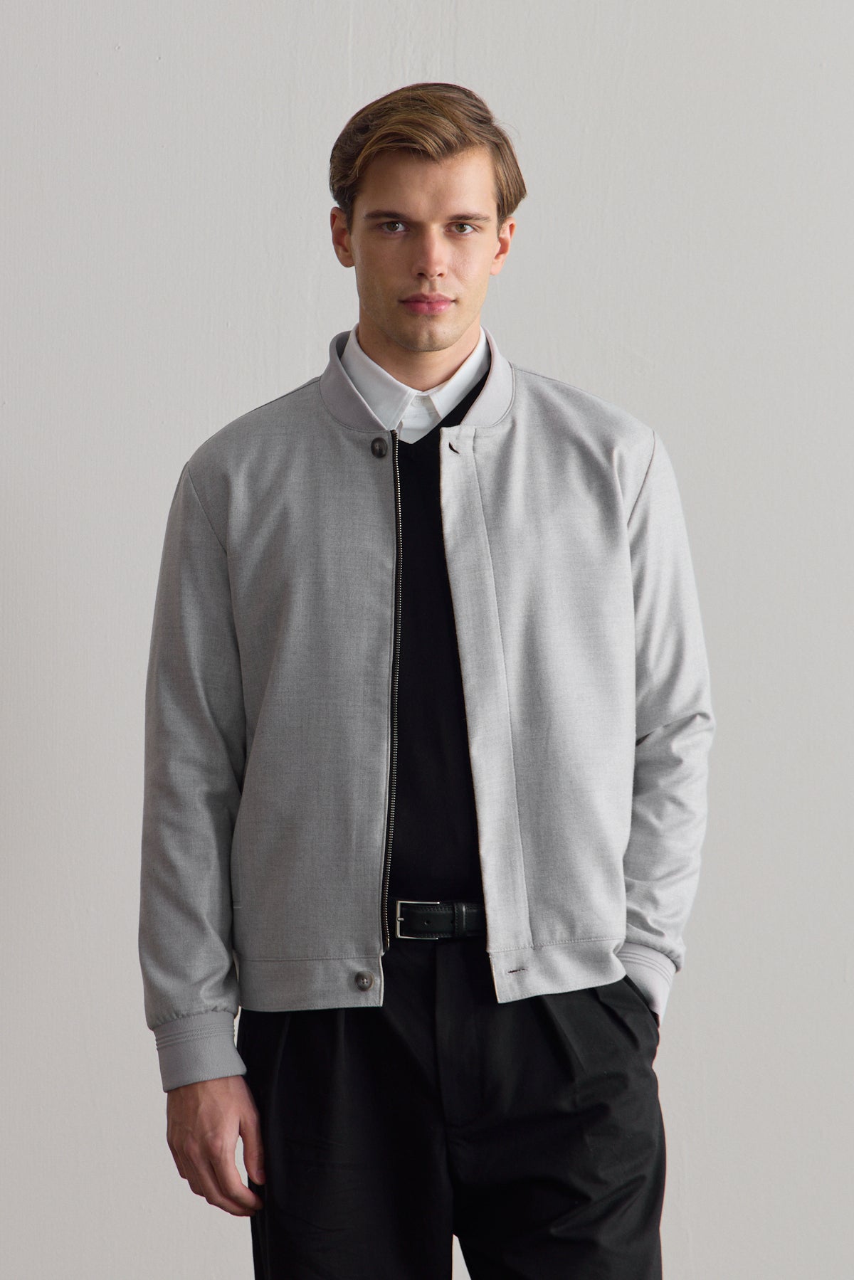 Erkek Poliviskon Özel Kumaş Ceket Gri