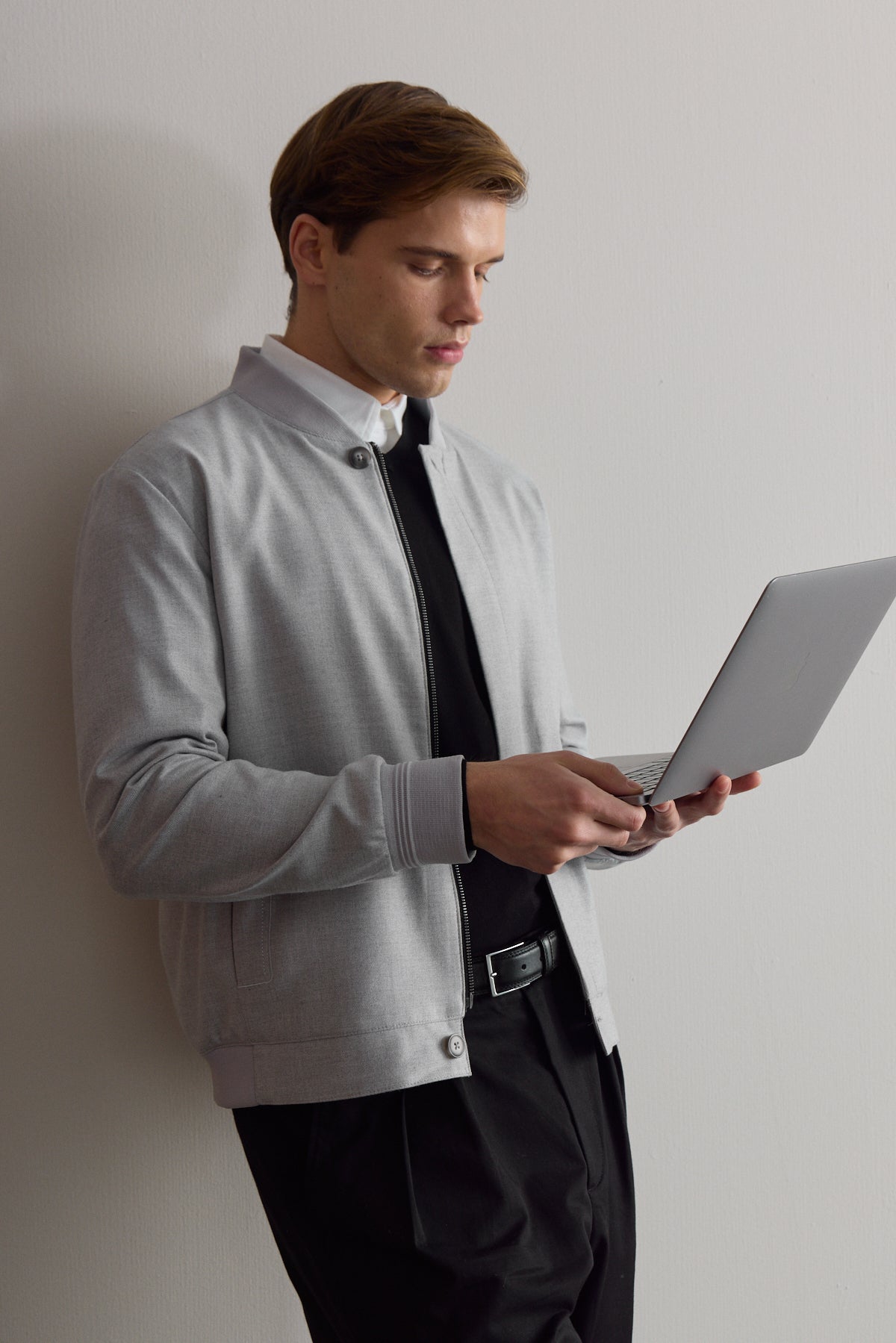 Erkek Poliviskon Özel Kumaş Ceket Gri