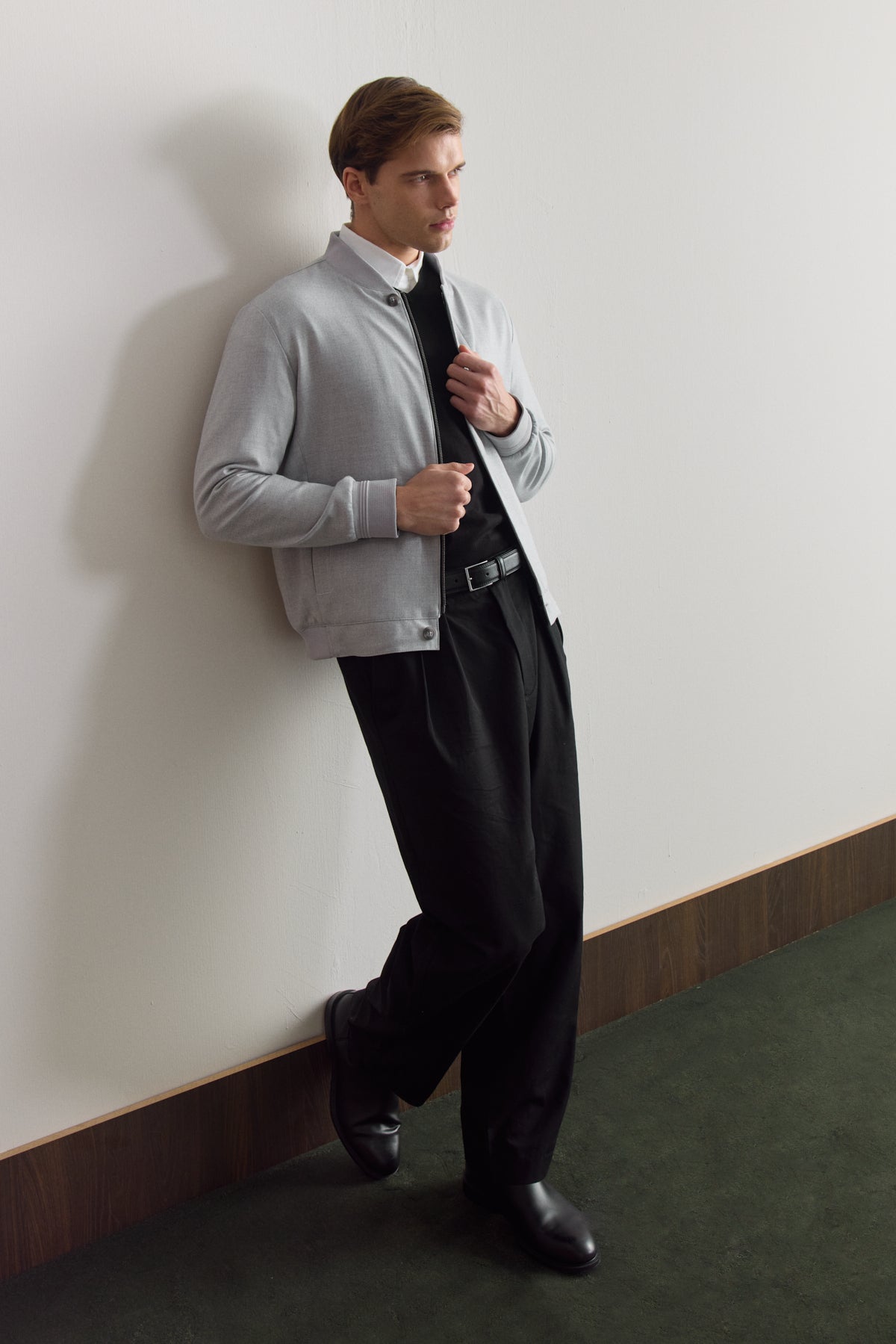 Erkek Poliviskon Özel Kumaş Ceket Gri