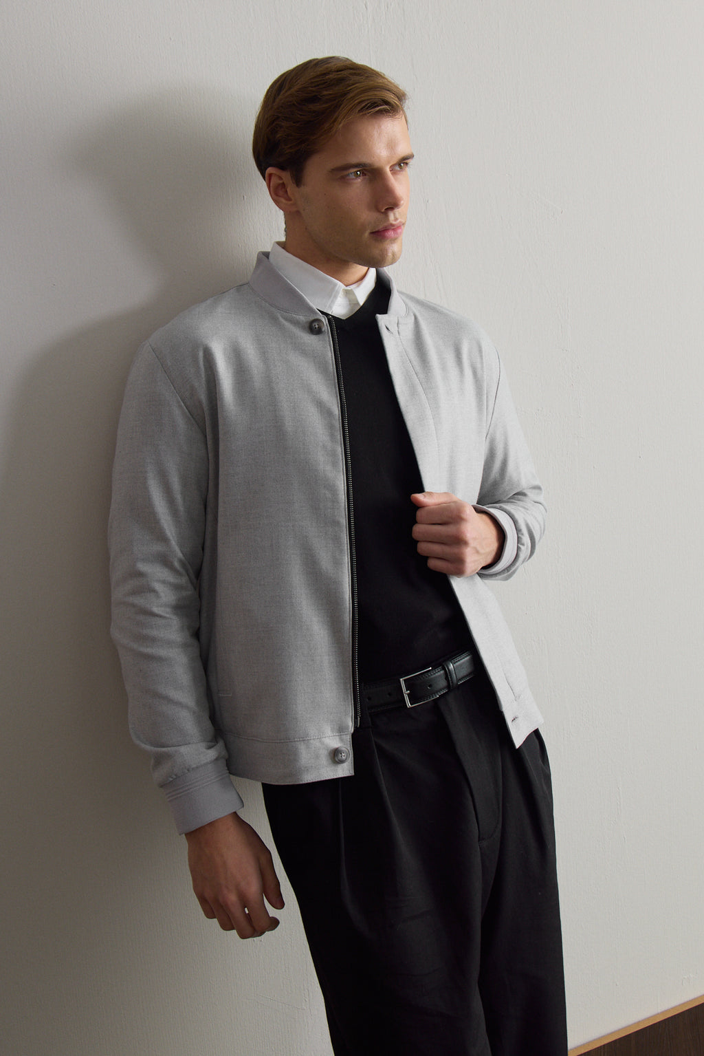 Erkek Poliviskon Özel Kumaş Ceket Gri