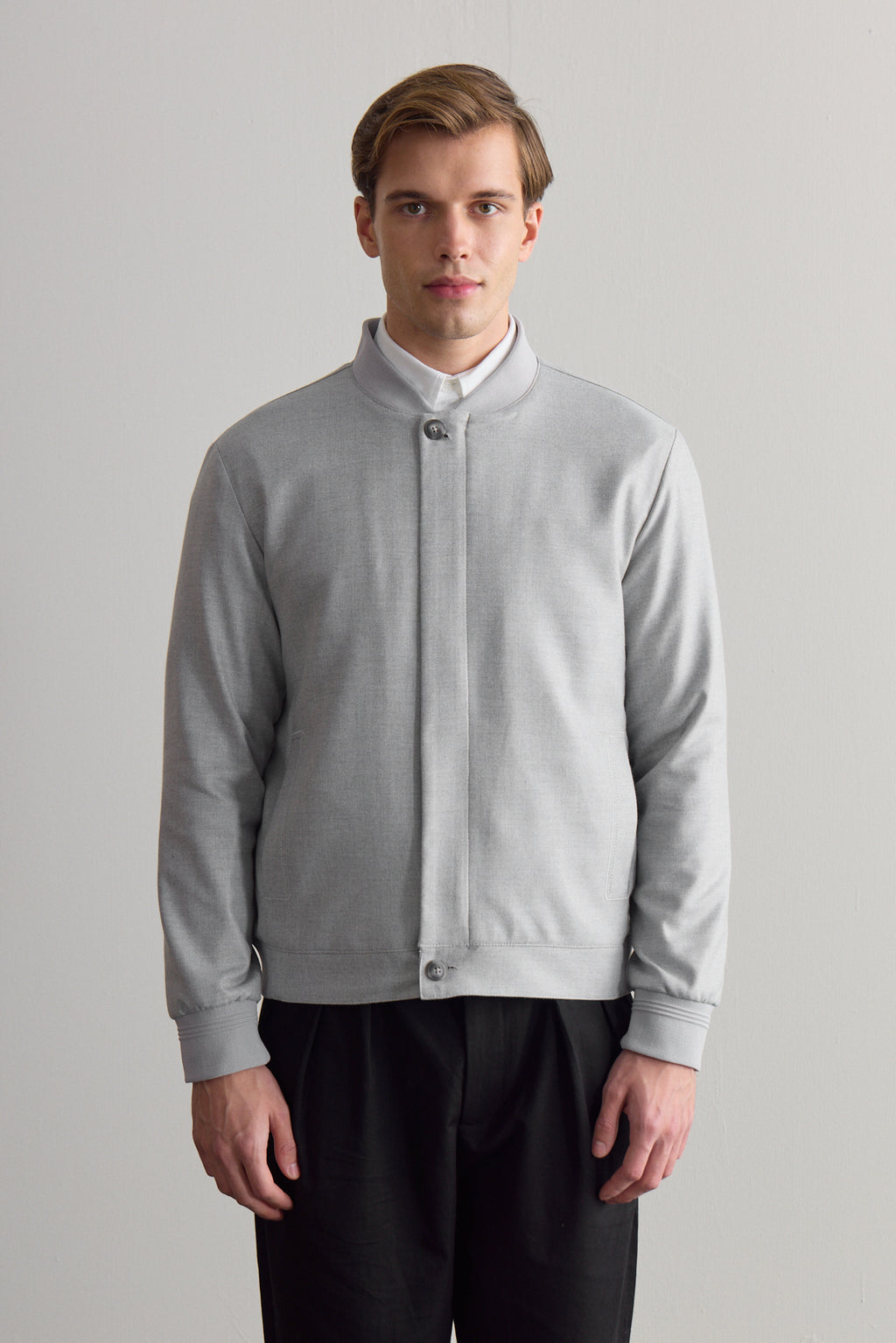 Erkek Poliviskon Özel Kumaş Ceket Gri