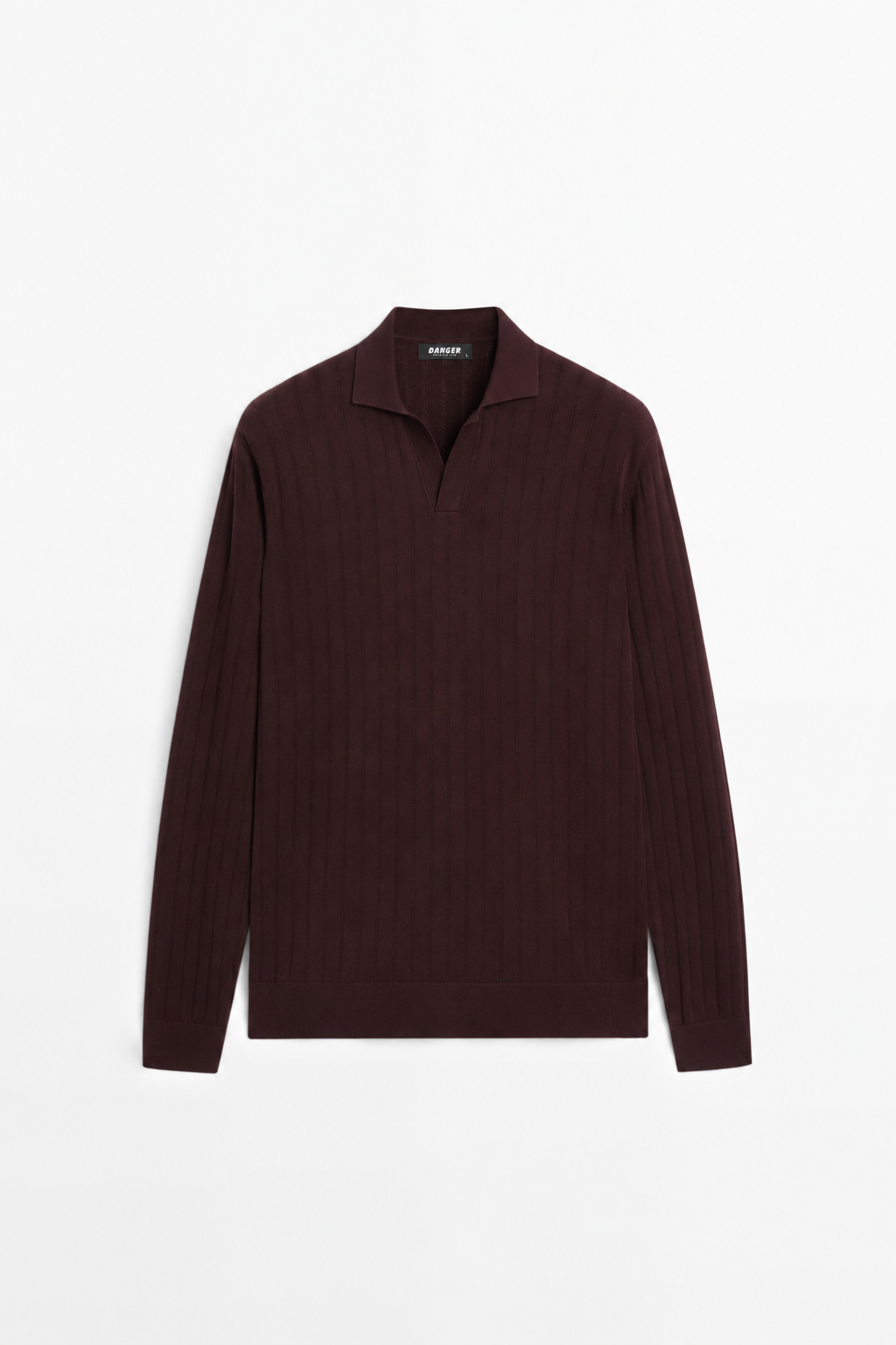 Erkek Polo Yaka Fitilli Triko Kazak Bordo