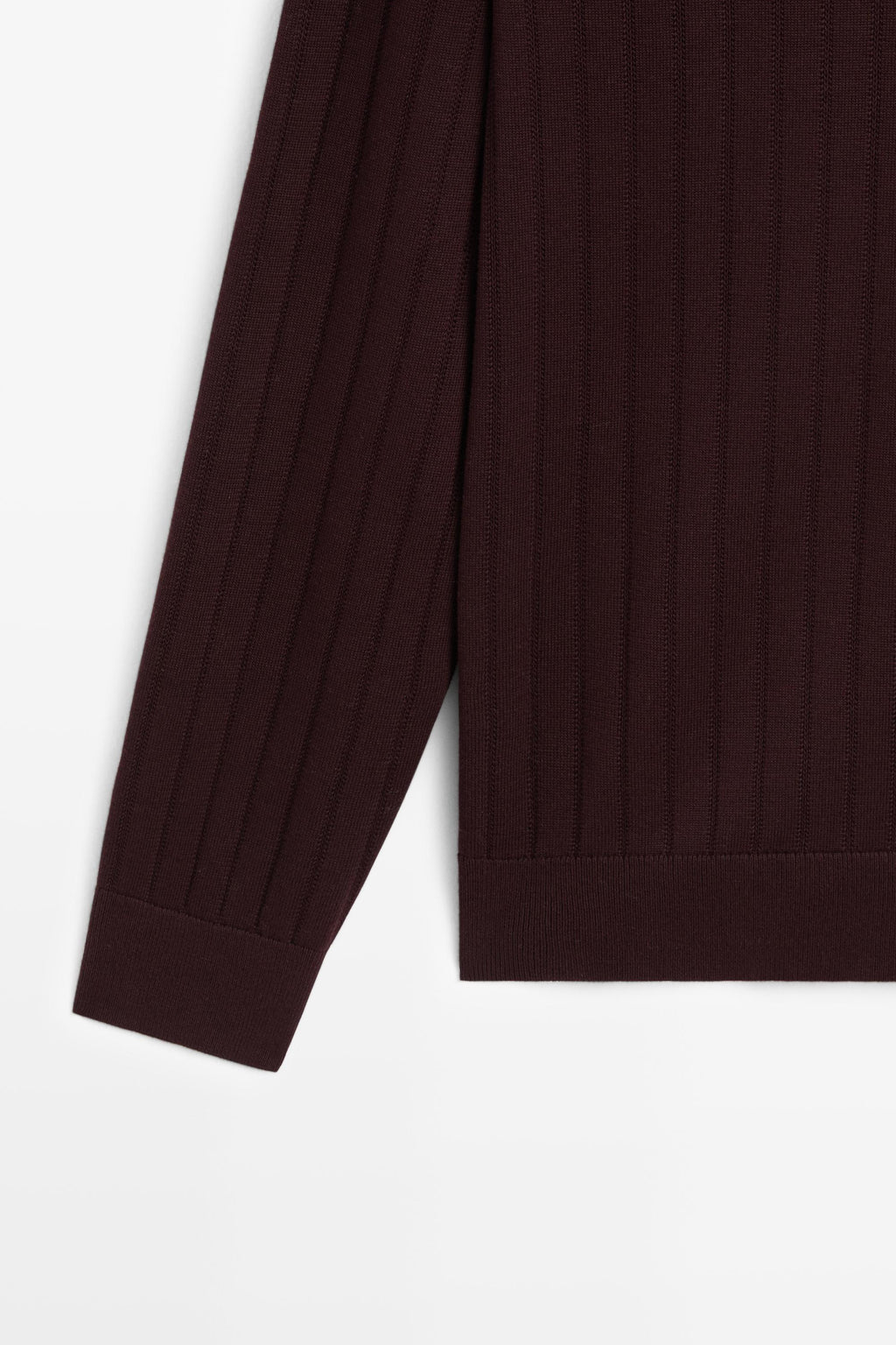 Erkek Polo Yaka Fitilli Triko Kazak Bordo