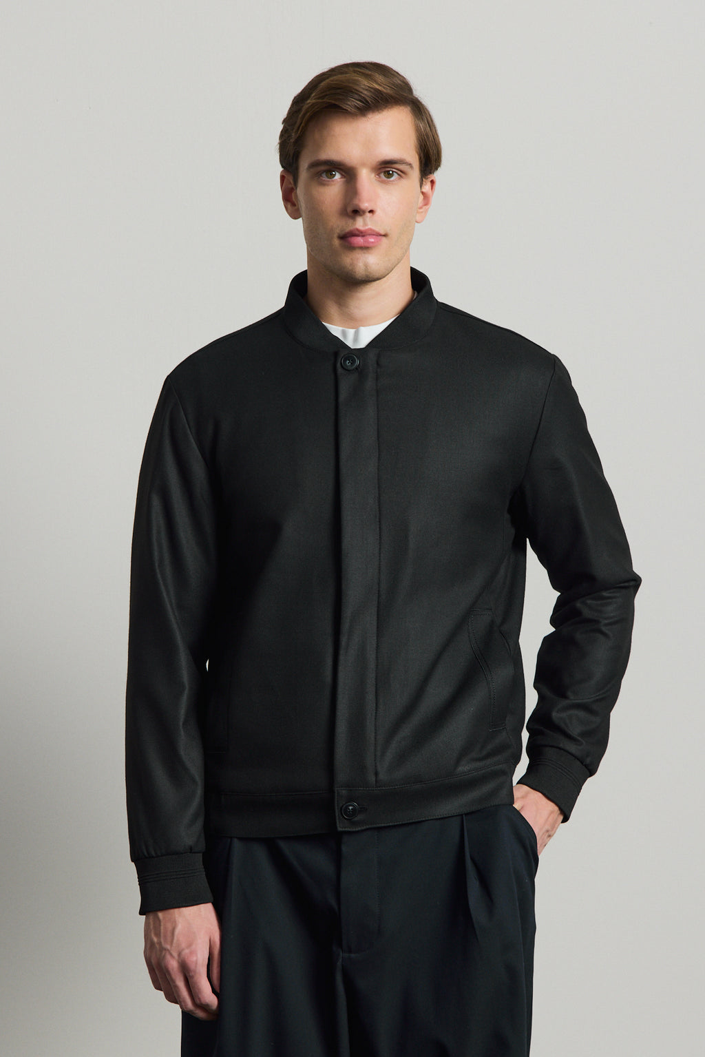 Erkek Poliviskon Özel Kumaş Ceket Siyah