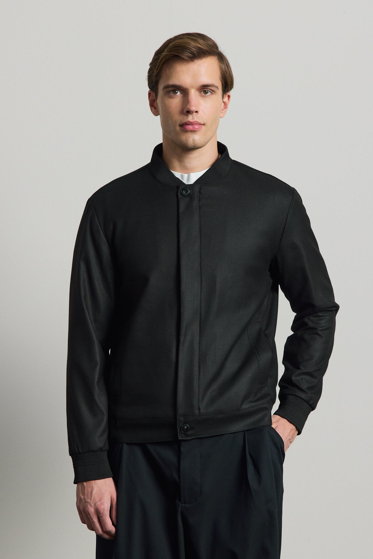 Erkek Poliviskon Özel Kumaş Ceket Siyah