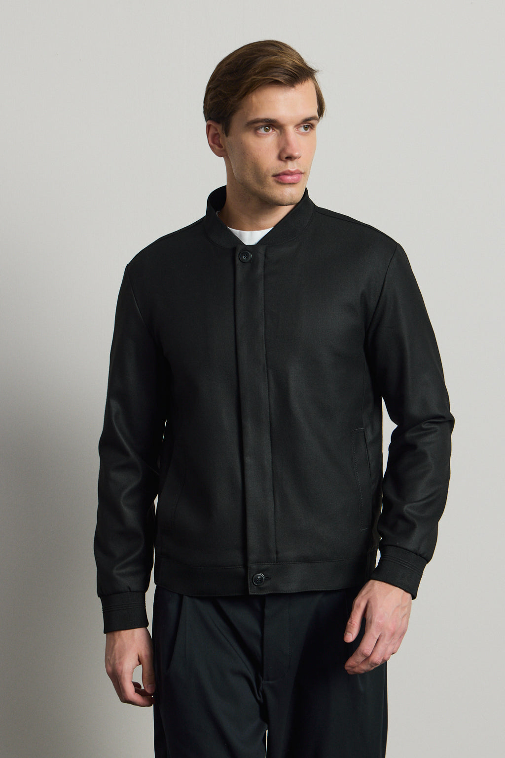 Erkek Poliviskon Özel Kumaş Ceket Siyah