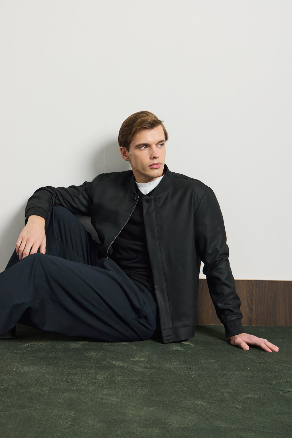 Erkek Poliviskon Özel Kumaş Ceket Siyah