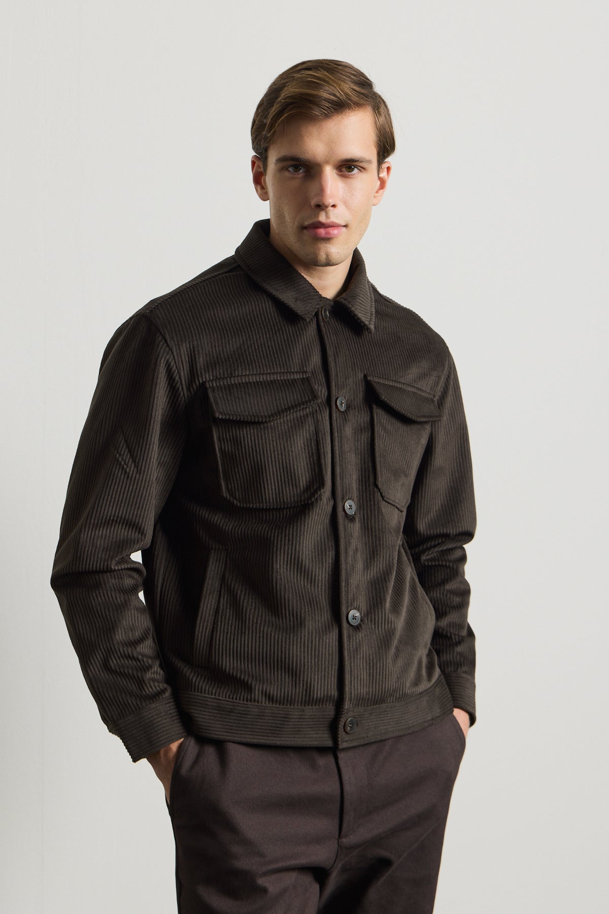 Erkek Premimum Kadife Ceket Kahverengi 4229DNGR