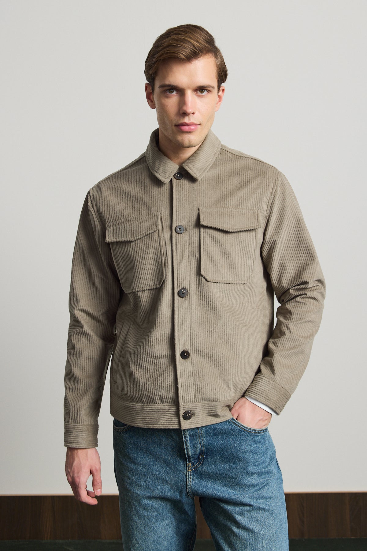 Erkek Premimum Kadife Ceket Bej 4229DNGR