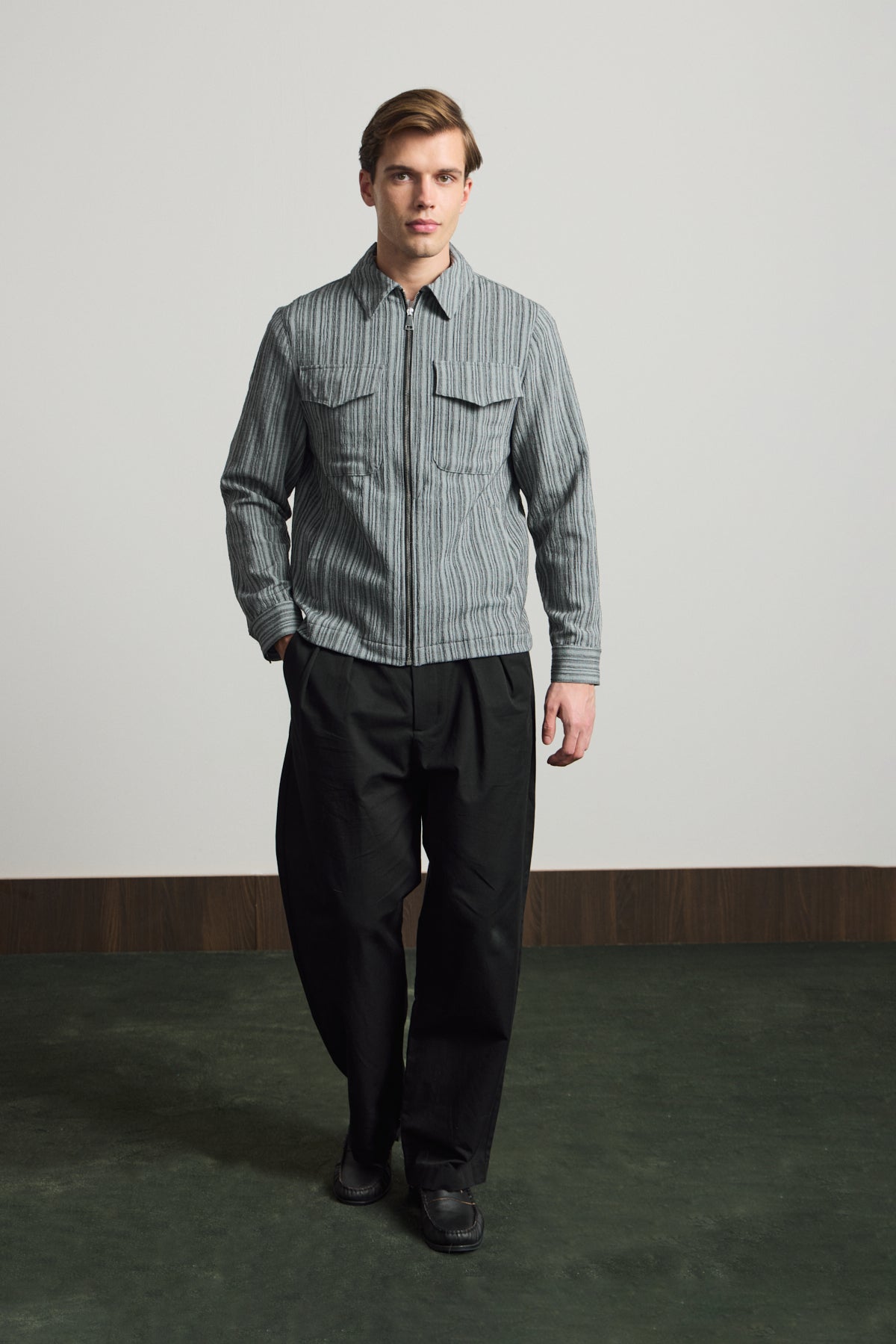 Erkek Premium Keten Gömlek Ceket Gri