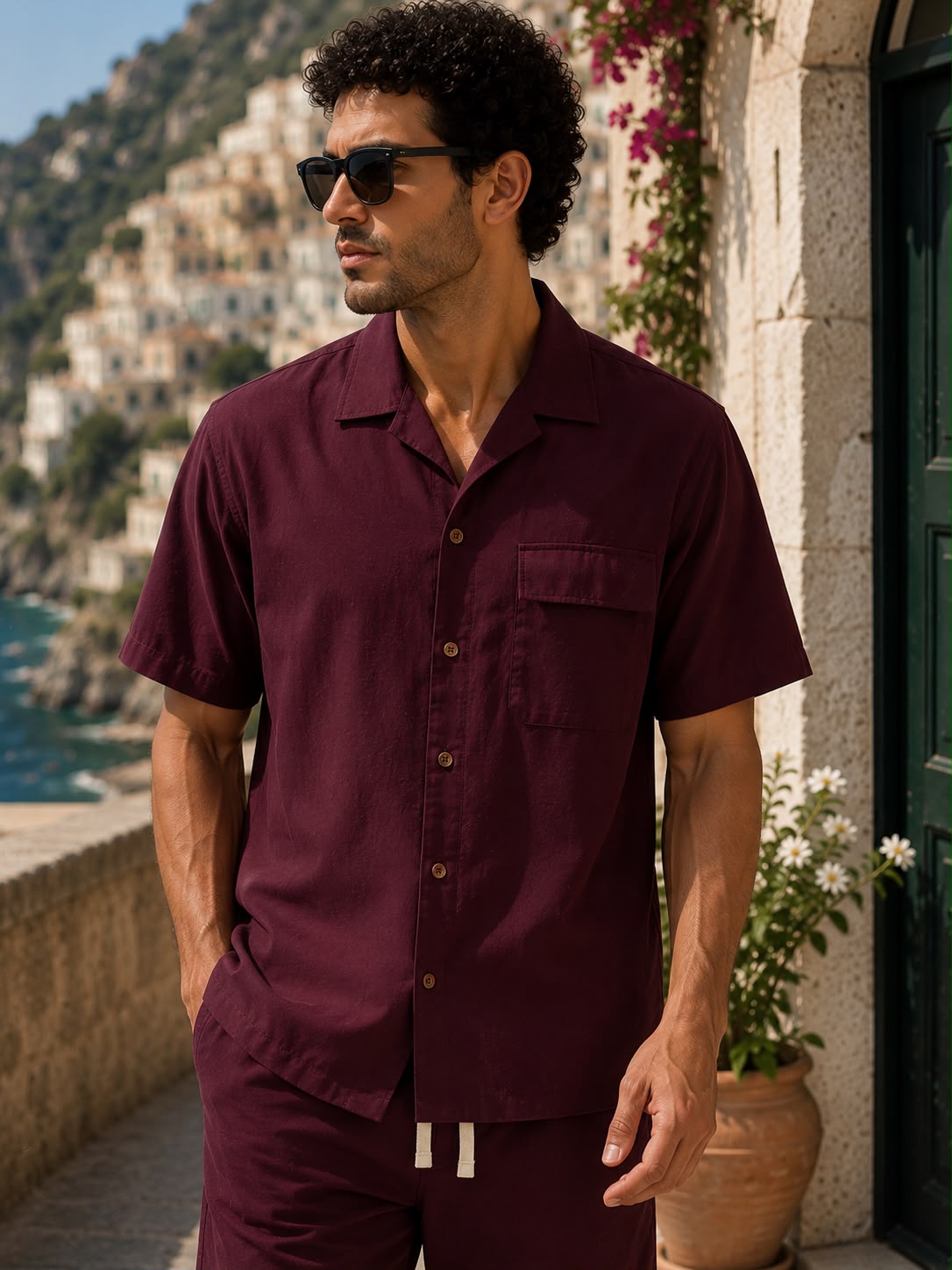 Erkek Premium Kumaş Modal Şort Slim Fit Takım Bordo 2018DNGR