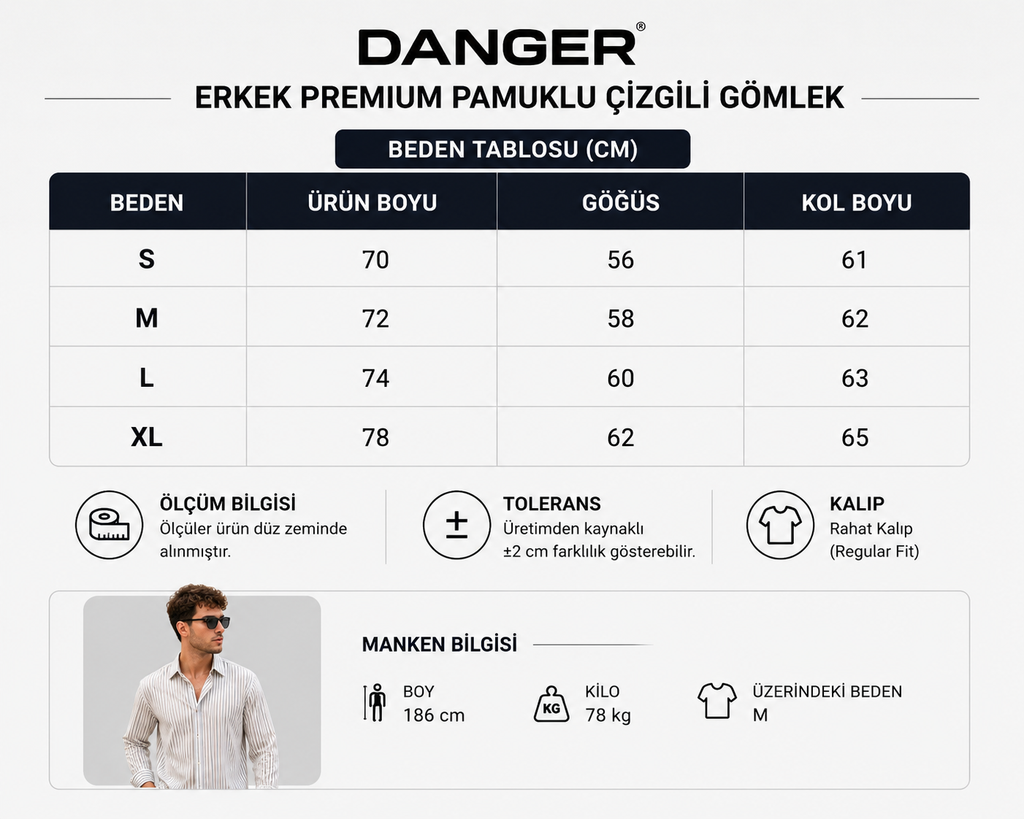 Erkek Premium Pamuklu Çizgili Gömlek Lacivert 3002DNGR