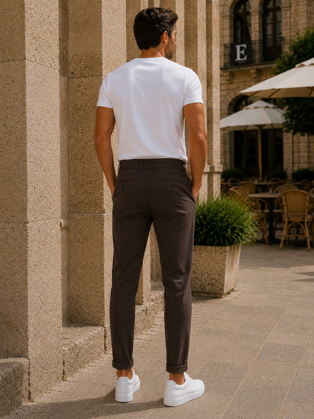 Erkek Premium Poliamid Kumaş Comfor-Fit Jogger Kahverengi Pantolon - 252DNGR