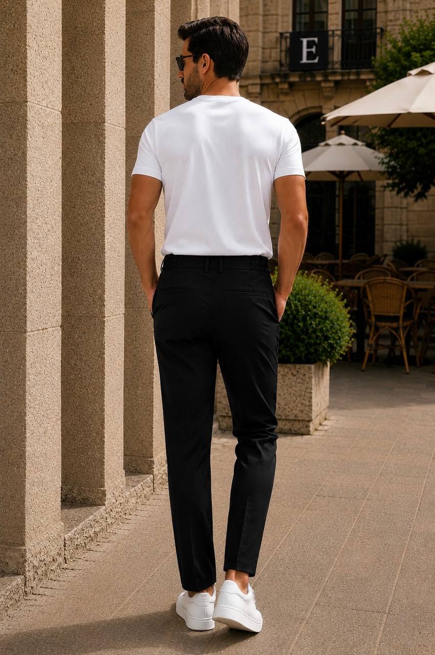 Erkek Premium Polyamid Kumaş Jogger Siyah Pantolon - 252DNGR