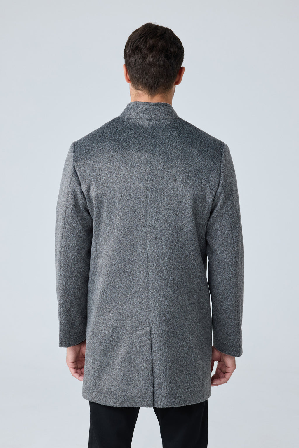 Erkek Relaxed-Fit Premium Yün Kaşe Kaban GRİ 4351DNGR