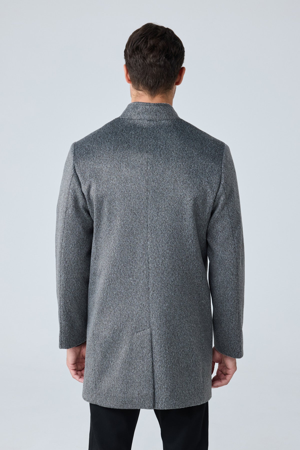 Erkek Relaxed-Fit Premium Yün Kaşe Kaban GRİ 4351DNGR