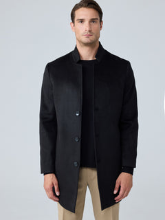 Erkek Relaxed-Fit Premium Yün Kaşe Kaban Siyah 4351DNGR