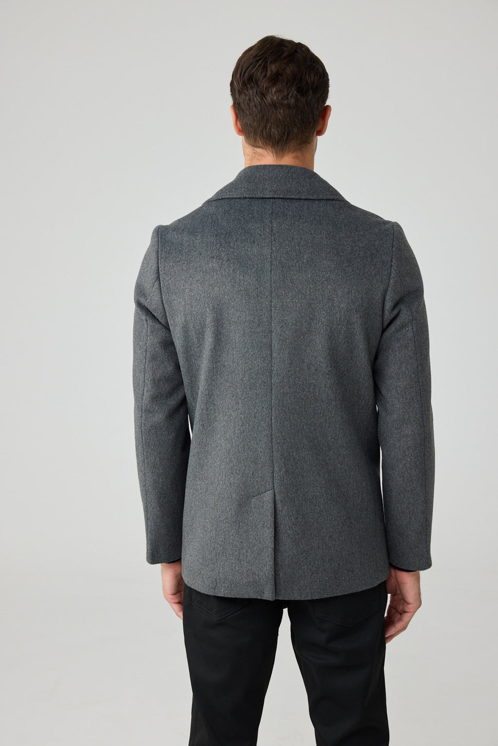 Erkek Relaxed Fit Yün Kruvaze Kaşe Palto GRİ 4350DNGR