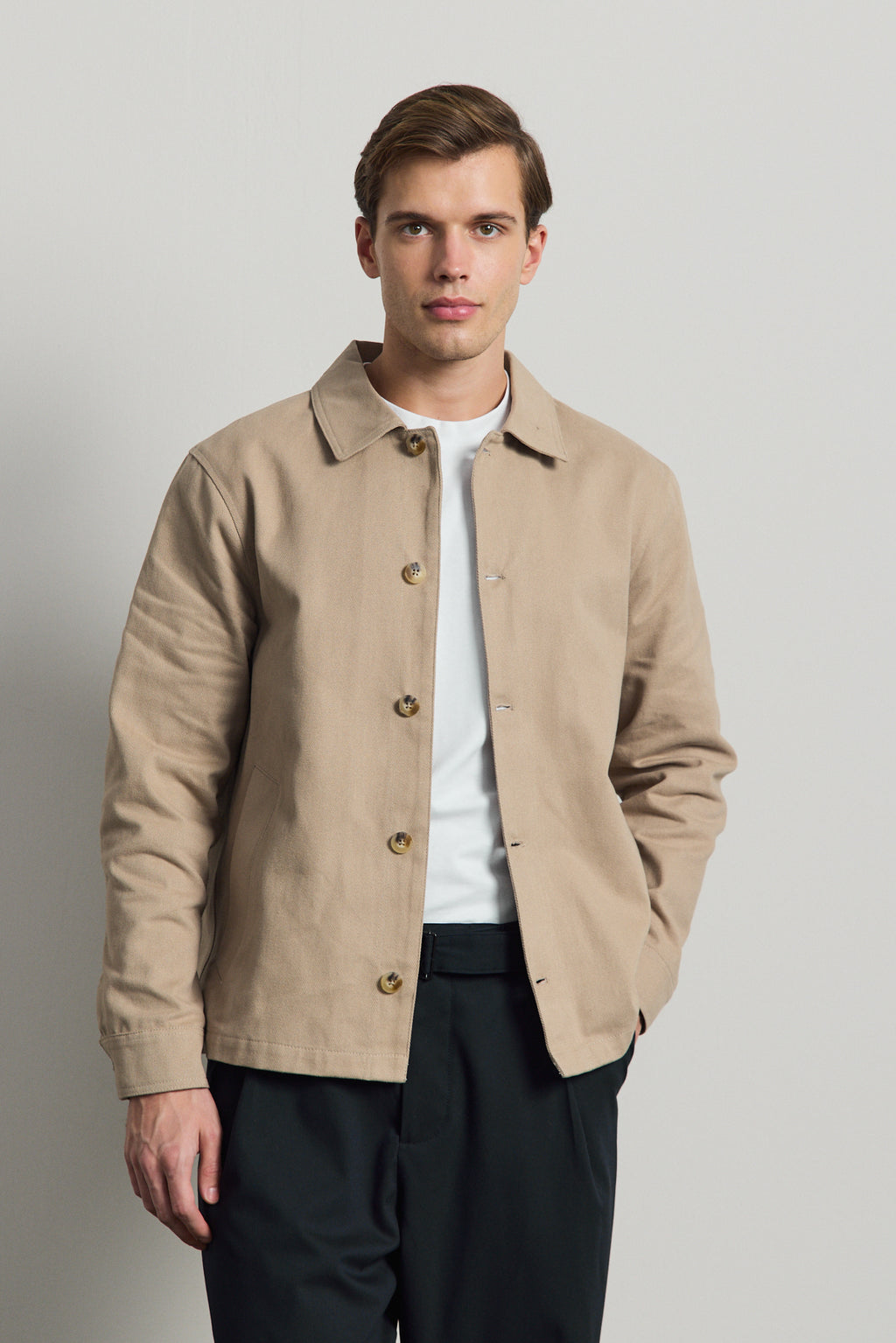 Erkek Relaxed Pamuklu Ceket Vizon