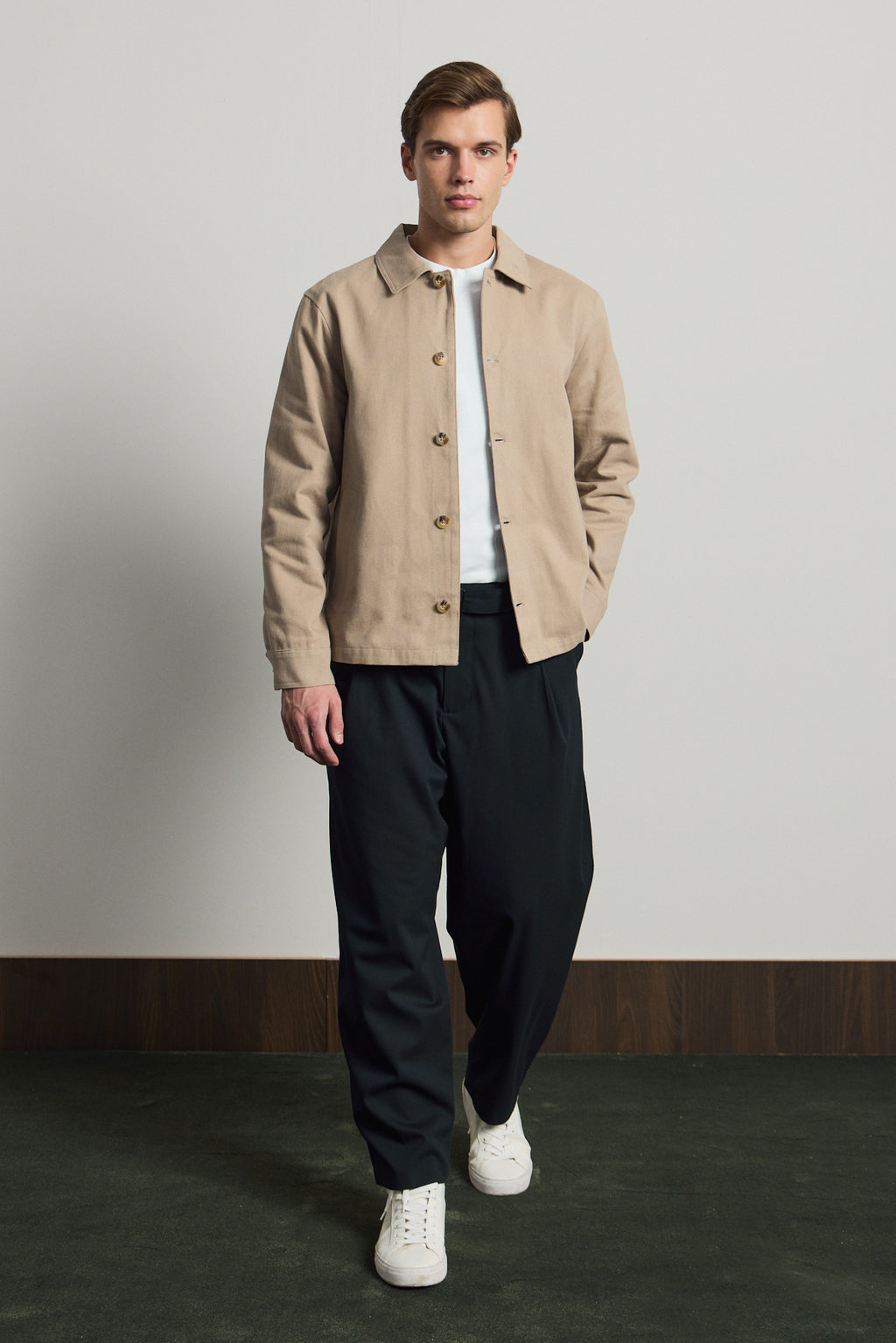 Erkek Relaxed Pamuklu Ceket Vizon